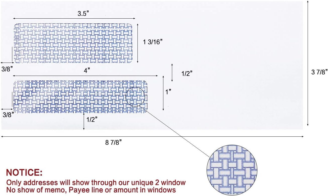 #9 Double Window Security Envelopes, HERKKA No.9 Double Window Business Envelopes Designed for Quickbooks Invoices and Business Statements - Number 9 Size 3 7/8 Inch X 8 7/8 Inch - 24 LB - 1000 Pack