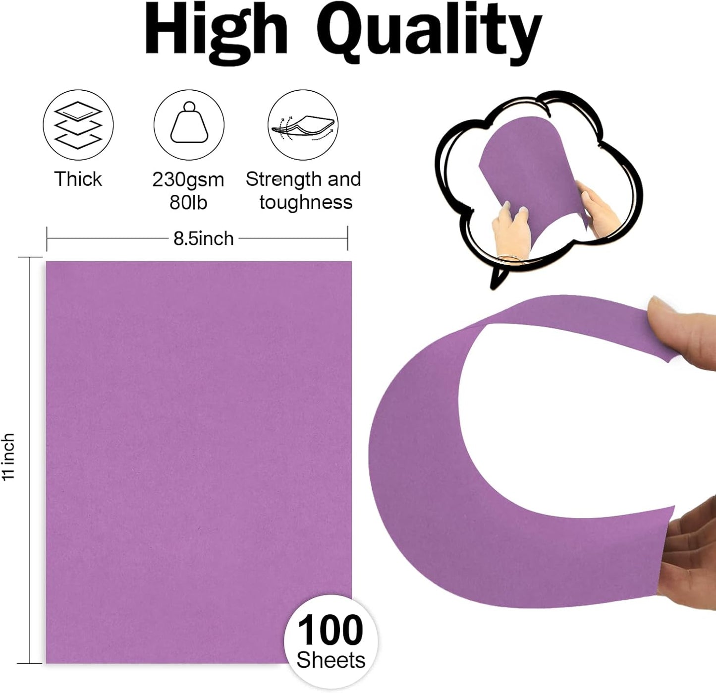 Purple Cardstock 100 Sheets 80lb Cardstock Paper 8.5 x 11, Goefun Purple Paper for Wedding Invitations, DIY Cards, Menus, Crafts