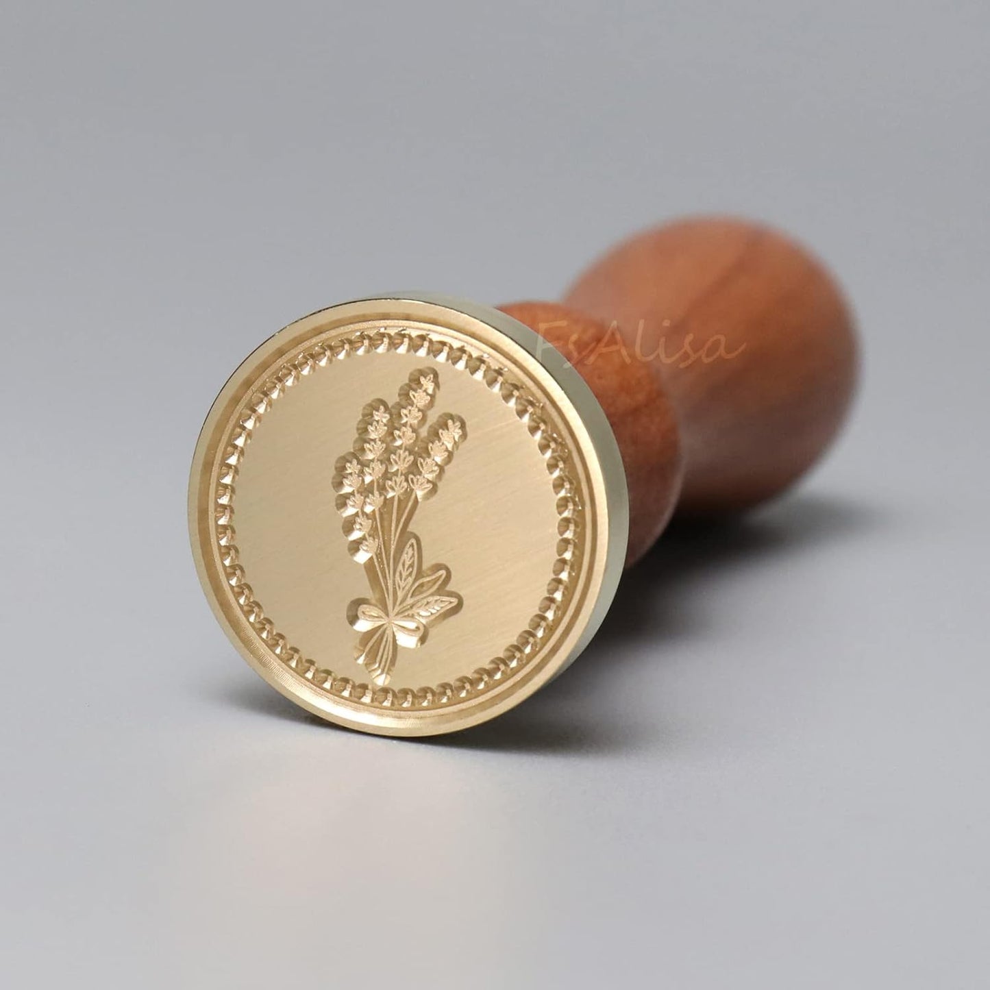 FsAlisa Copper Seals Stamp Set 6 Pieces + Wooden Hilt, Vintage Seal Wax Stamp Kit with Gift Box for Invitations, Cards, Letters, Envelopes, Wine Packages (Botanical Set B)