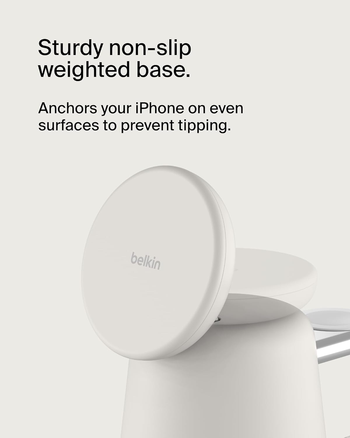 Belkin 2-in-1 MagSafe Wireless Charging Dock 15W Fast Charge iPhone Charger Compatible with iPhone 17, 16, 15, and 14 Series, AirPods, Pixel 10, and Other MagSafe Enabled Devices, PSU Included - Sand