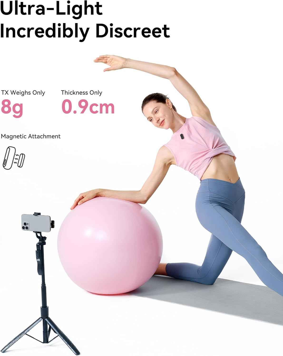 Hollyland Lark A1 Wireless Mini Microphone for iPhone & Android, 48kHz/24-bit, 3-Level Intelligent Noise Cancel, Microphone for YouTube, Podcast, Vlogging (White, 2TX + 2RX + Charging Case)