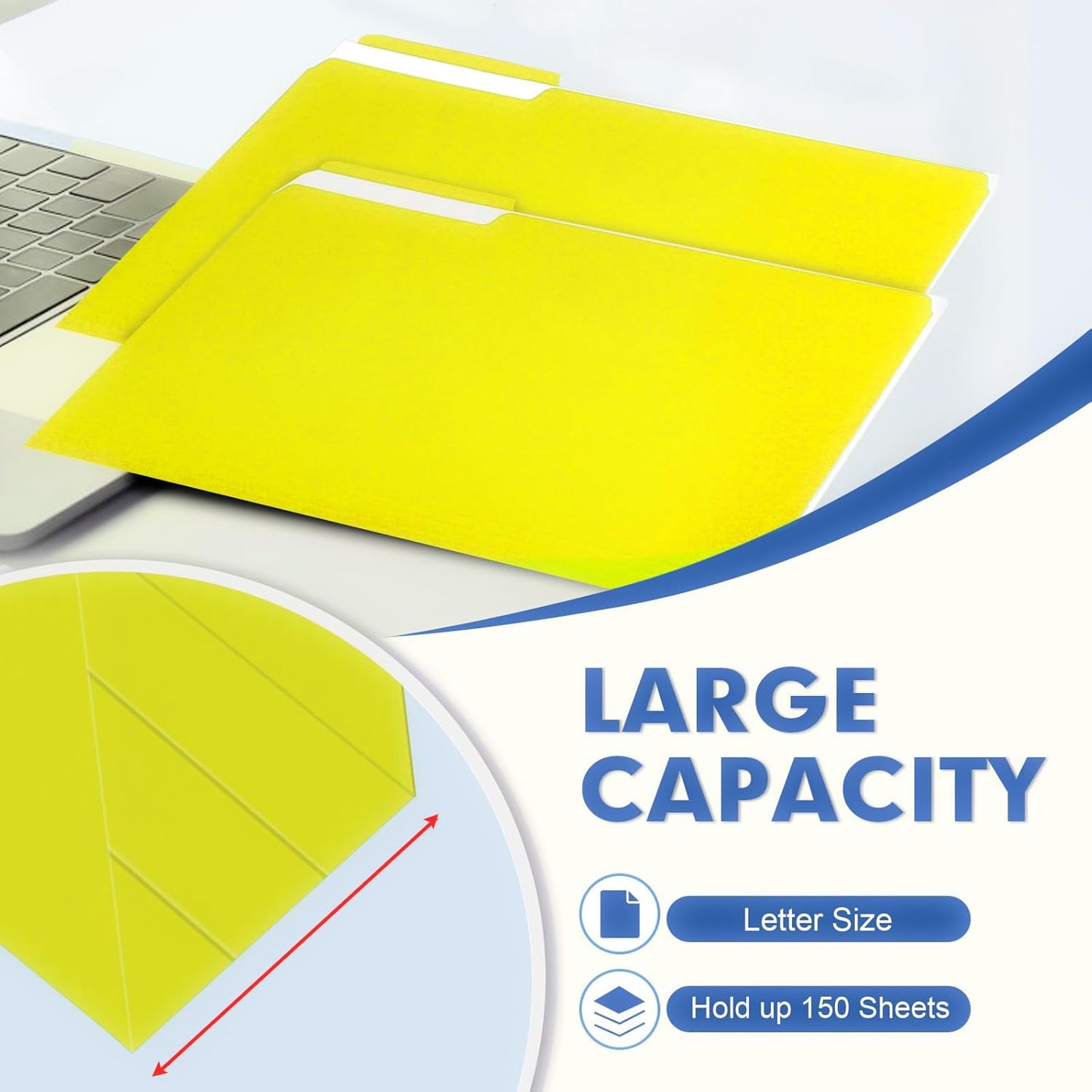File Folder, PANDRI 120 Pack File Folder, 1/3 Cut Tab, Letter Size, Filing Folder for Office School Business, Yellow
