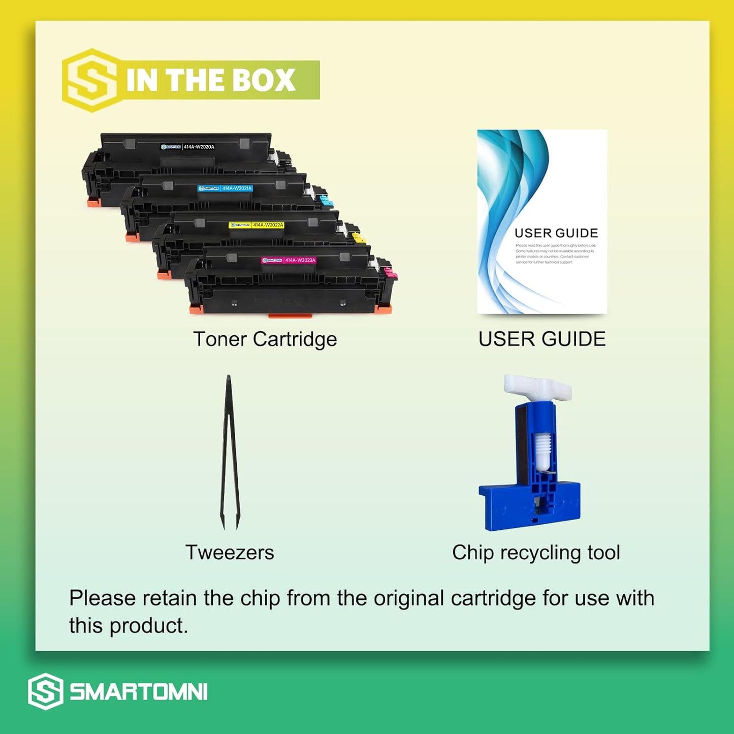 [NO CHIP] 414A Compatible Toner Cartridge Replacement for HP 414 414A W2020A 414X for HP Color Pro MFP M479fdw M479fdn M454dw M454dn M454 M479 Printer Black Cyan Yellow Magenta