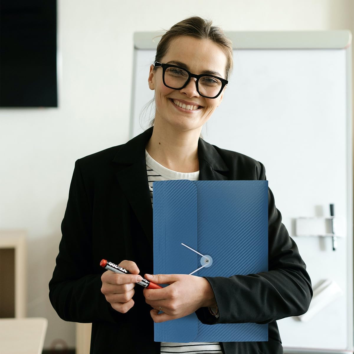 SKYDUE Accordion File Organizer, Expanding File Folder with 7 Pockets, Portable Receipt Paper Documents Organizer, Letter Size Filing Folder School Office Supplies, Dark Blue