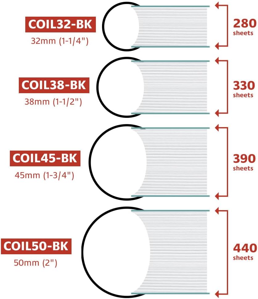 TruBind 38mm (1-1/2 in.) Spiral Binding Coils for Reports, Presentations and Proposals | 4:1 Pitch | 12 in. Length | Black | 330 Sheets Binding Capacity | 50 Pack
