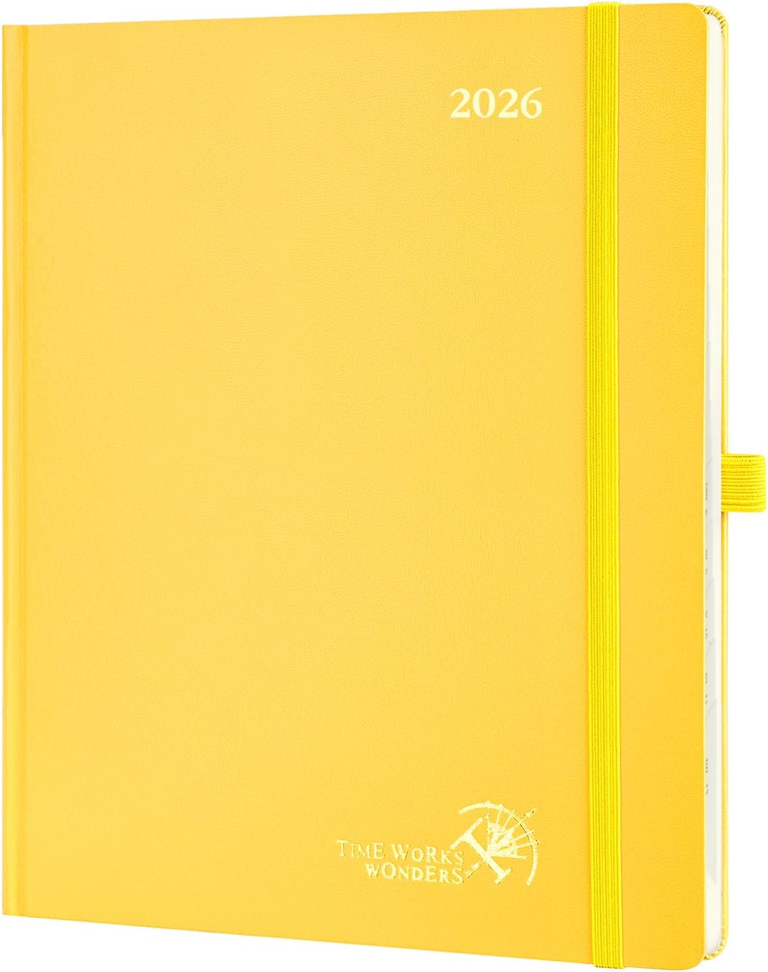 POPRUN 2026 Planner (Large Size 8.5''x 10.5'' Hardcover) - Daily Weekly and Monthly Calendar Agenda 2026 Appointment Book with Hourly Time Slots, Monthly Tabs, 100 GSM - Light Yellow