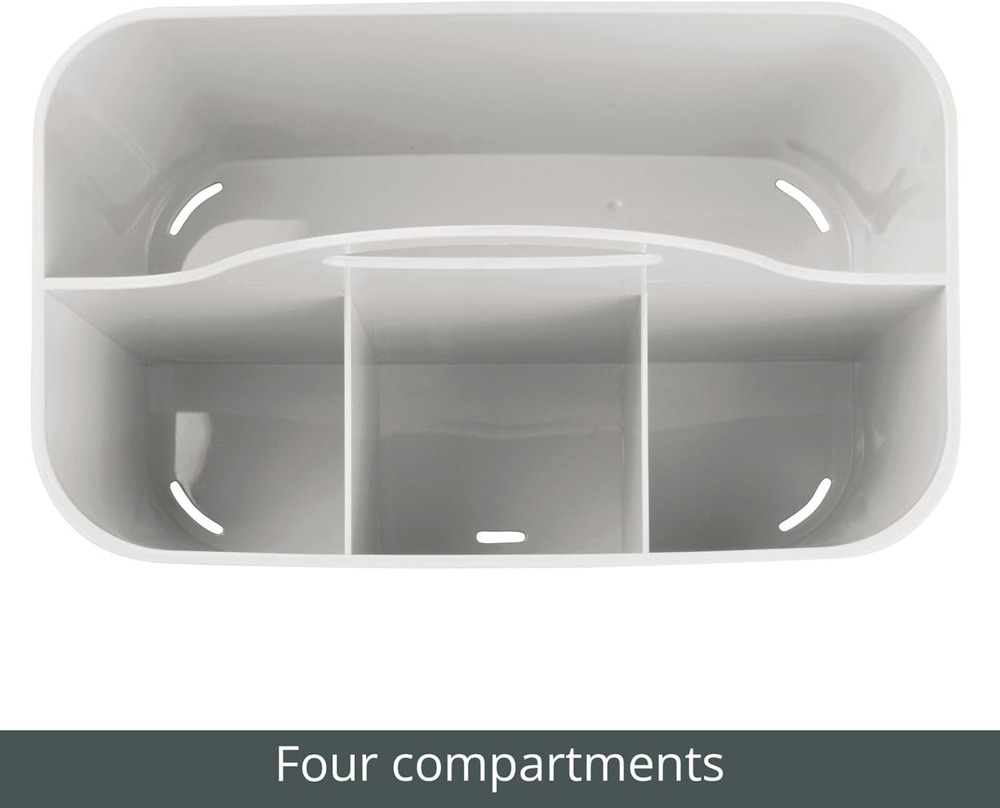 mDesign Plastic Small Office Storage Organizer Utility Tote Caddy with Handle for Cabinets, Desks, Workspaces - Holds Desktop Office Supplies, Pencils, Staplers Lumiere Collection, 2 Pack, Light Gray