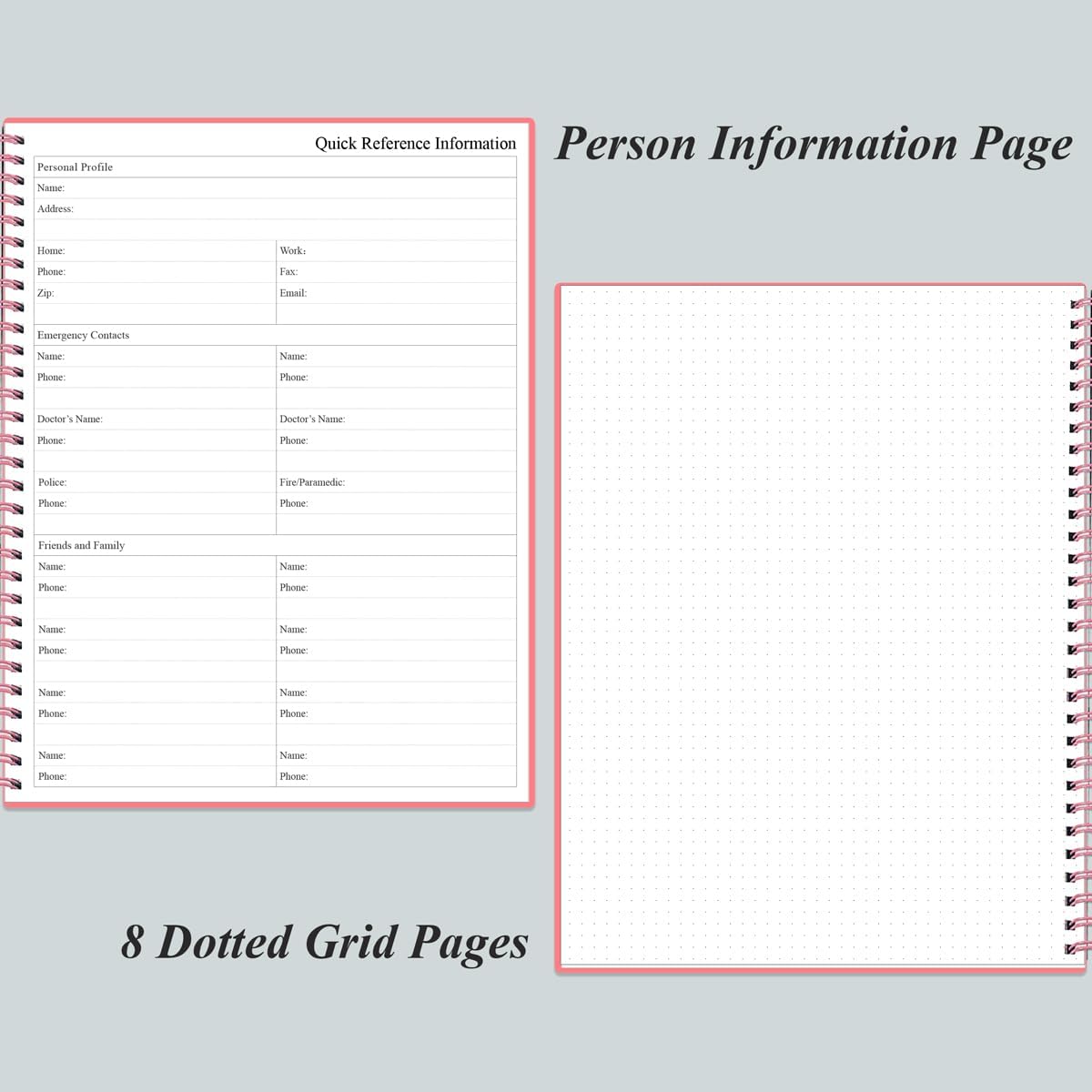 Daily Planner Undated - A4 To Do List Notebook Hourly Schedules, Spiral Appointment Planner for Women and Men,PVC Hardcover, Inner Pocket, Elastic Closure, 8.5" x 11", Pink