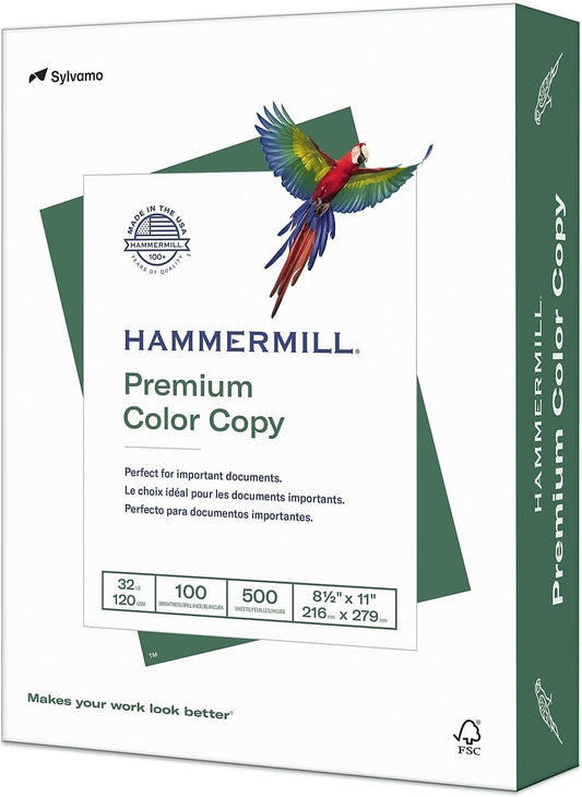 Hammermill Printer Paper, Premium Color 32 Lb Copy Paper, 8.5 x 11 - 1 Ream (500 Sheets) - 100 Bright, Made in the USA, 102630