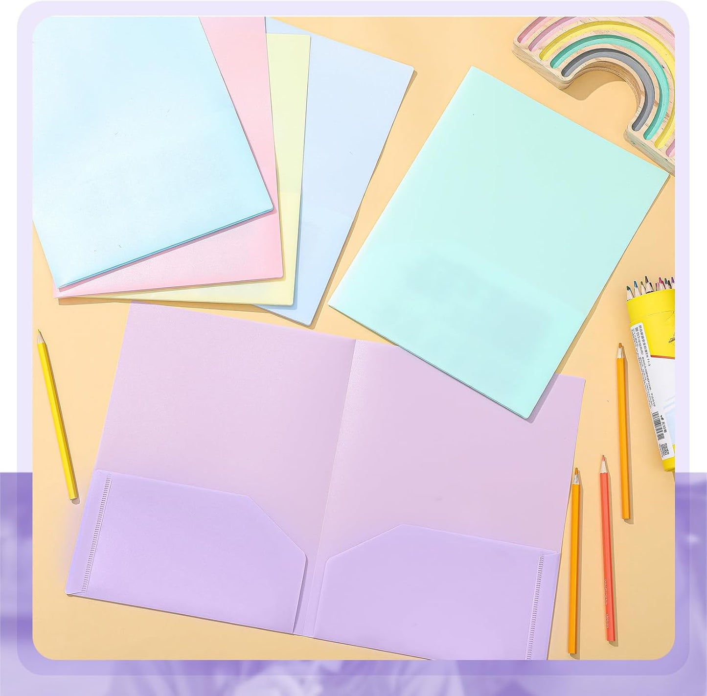 Gueevin 12 Pcs Plastic Folders with Pockets, Back to School Two Pocket Folder Fit Letter Size, Heavy Duty School Business Card Holder for Home Office, 11. 61 x 9. 45 Inches (Pastel)