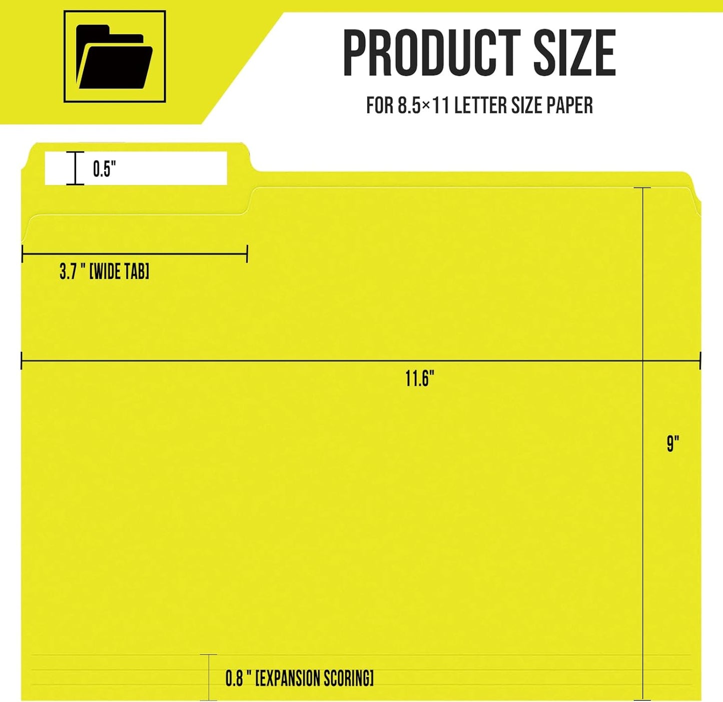 File Folders,IntoJoy 120 Pack Colored File Folder Letter Size, 1/3 Cut Tab Filing Folders for Office School Business File Document Organization,Yellow