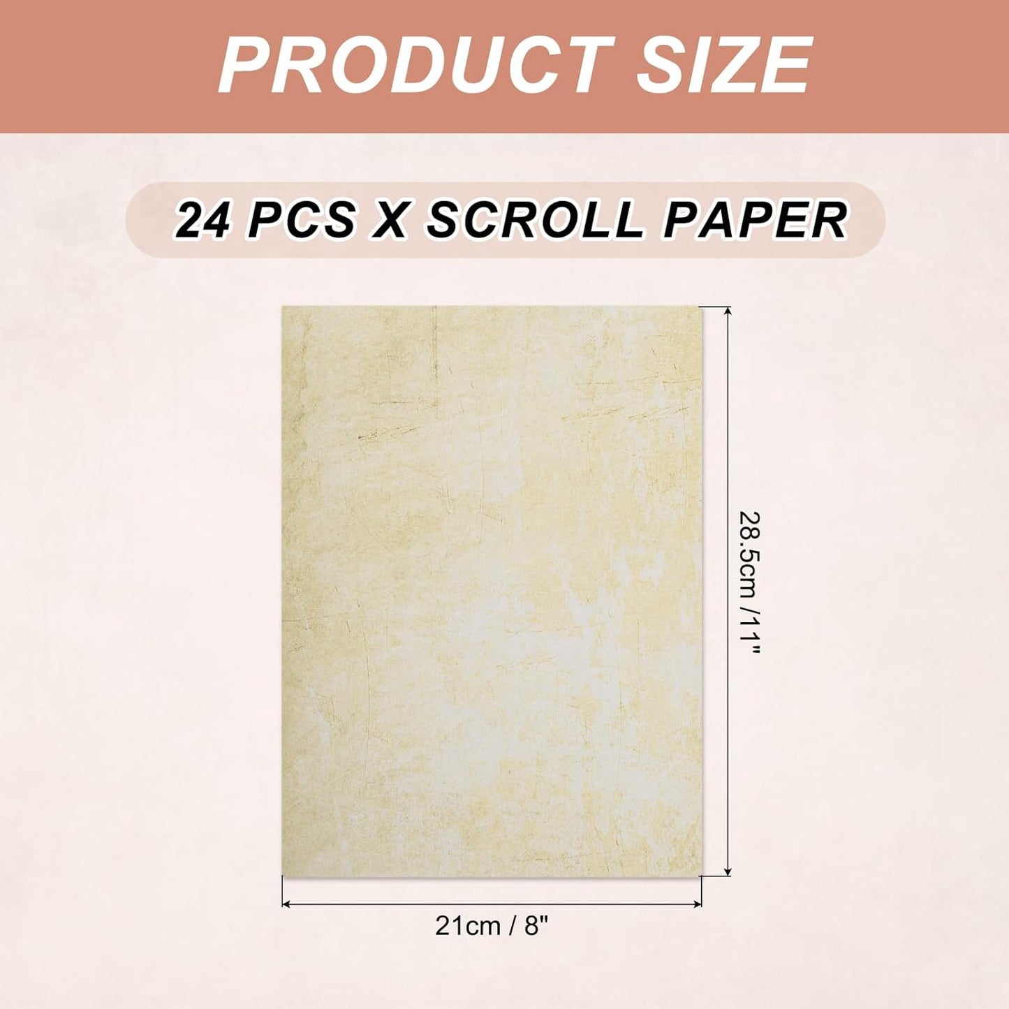 MECCANIXITY 24 Sheets Vintage Cotton Paper Printer Edge Paper Thick 120 GSM, Classic for Letter Writing, Invitations, Wedding-8 x 11 Inch,Beige Linear