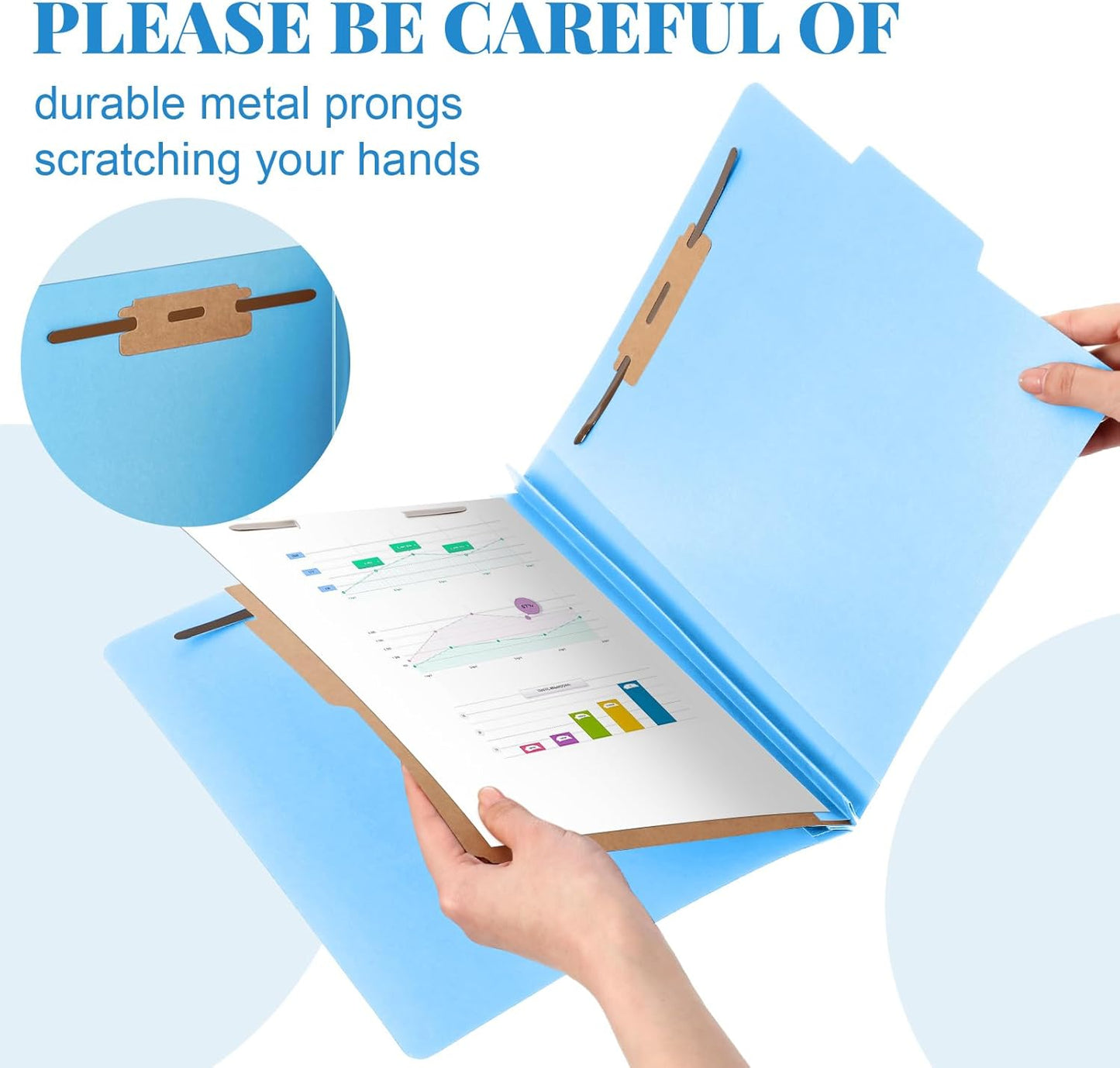 48 Pcs Classification Folders Letter Size, 1 Divider Pressboard File Folder with Fasteners, Expanding File Organizer Bulk for Teachers, Clergy, Office, Church, Christmas Donations (Blue)