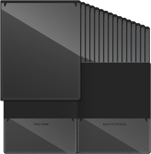 Henoyso 72 Pcs Plastic Take Home Folders with 2 Pockets Parent Teacher Classroom Communication Homework Folder for Students Parent Teacher Connect (Black)