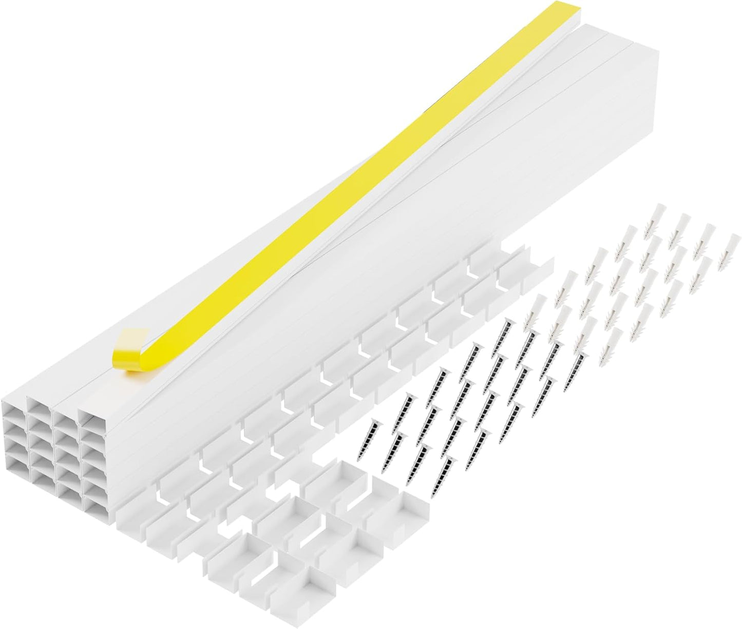 315" Cord Cover and 24 Pcs Fittings for Max 2 Cables Cable Raceway Cable Concealer Cord Management Kit Wire Cord Hider for 1 or 2 Cable Organizer On Wall Paintable Self Adhesive Channel