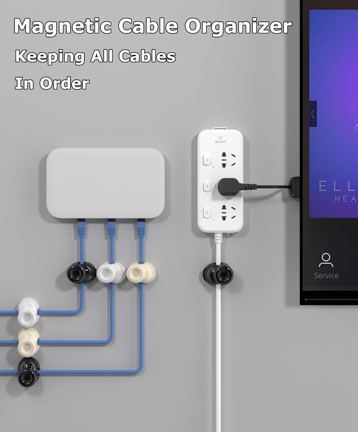 Magnetic Cable Clips, Adjustable Cord Holder Management, Adhesive Wire Keeper Organizer for Home Office Desk Phone PC Car Wall Desktop Nightstand Appliance (9-Pack Black Shoes)