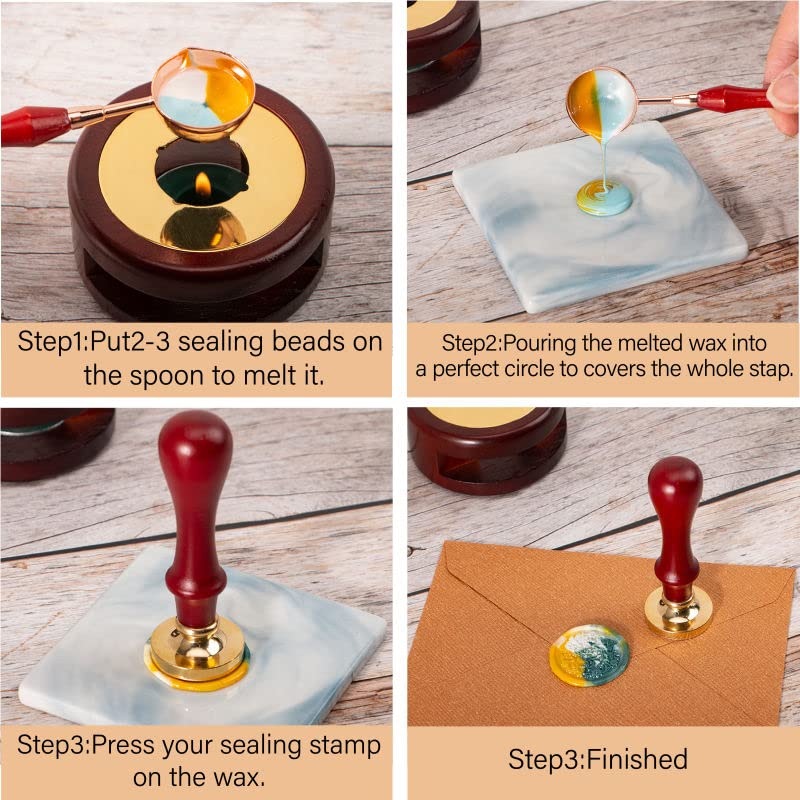 STAMTECH Custom Wax Seal Stamp - Personalized Wax Stamp Kit with Gift Box - Create Your Own Seals - Great for Crafting Envelopes, Gift Wrap, Wedding Party Invitations and Decorations