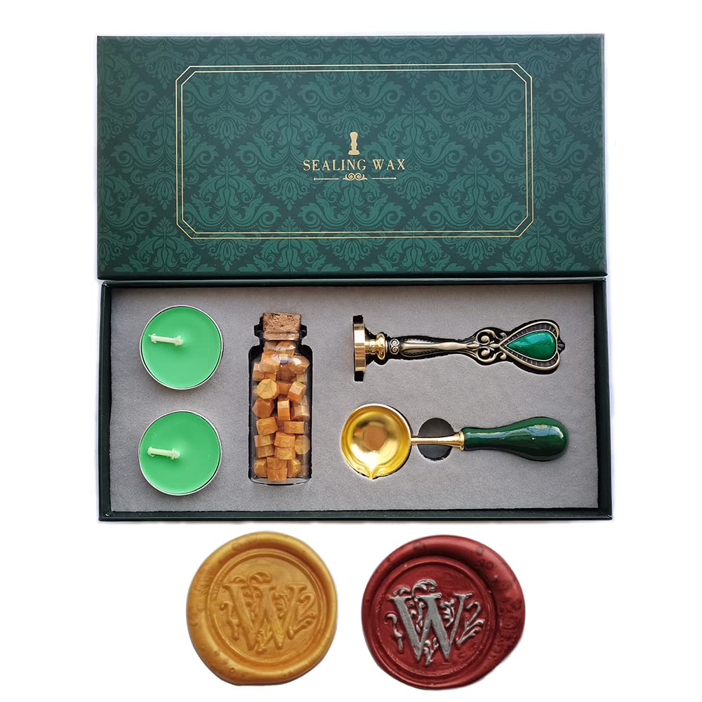 Fancy Letter W Wax Seal Stamp Set, European Style Kit Gift Box, Vintage Personalized for Letter Cards Invitations
