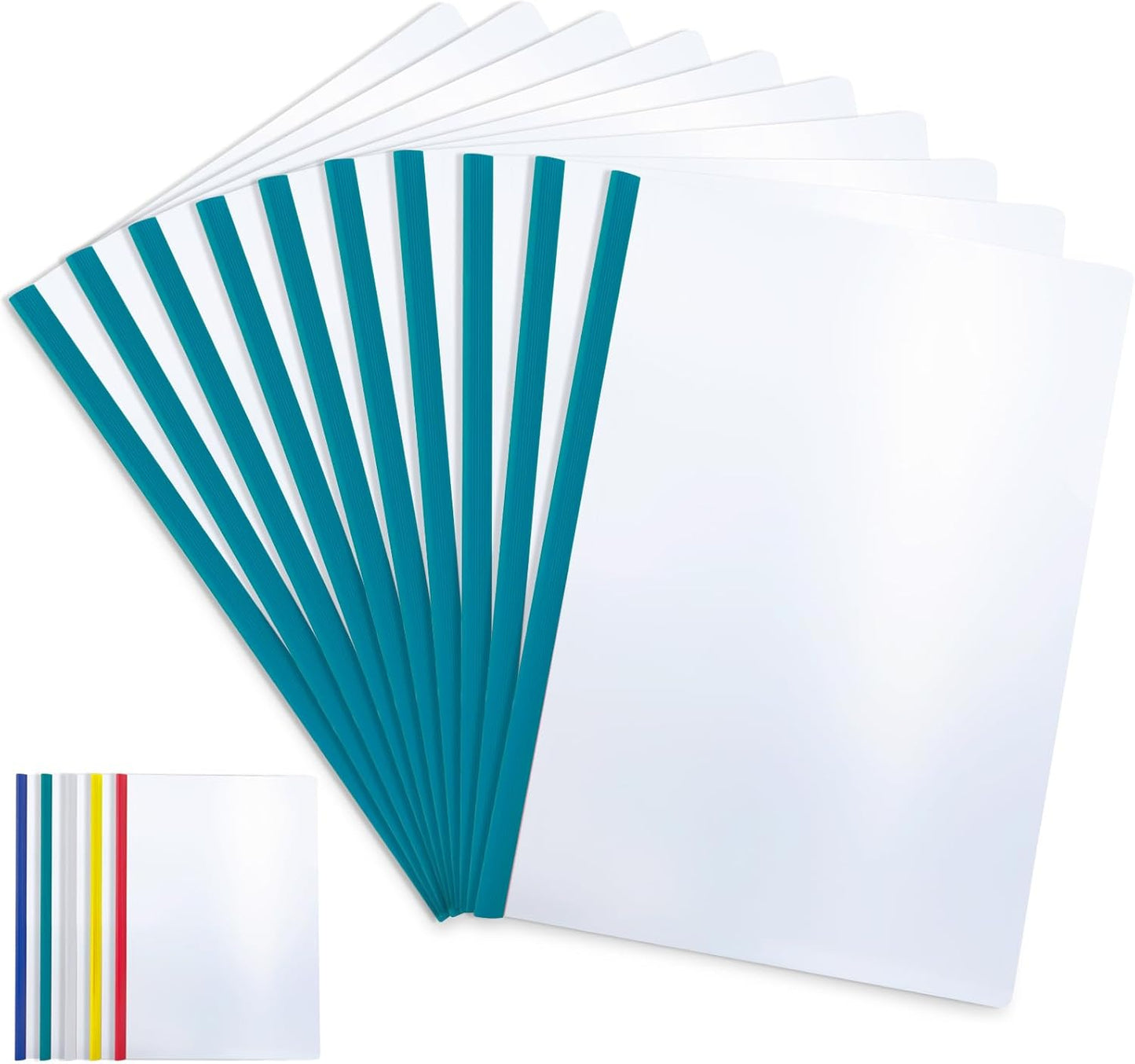 M&G 10 Pack Report Covers with Single Random Colored Sliding Bar, 10mm Clear Report Covers for A4 and Letter Size, 70 Sheet Capacity, Presentation File Folder Document Binder for School Office