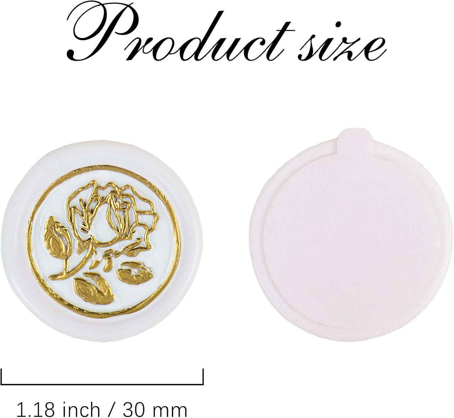 25Pcs Gold & White Wax Seal Stickers - Handmade Envelope Seals, Self-Adhesive Wax Stickers for Wedding Party Invitations, Envelope, Gift Wrap, Christmas (Gold Rose Style, White)