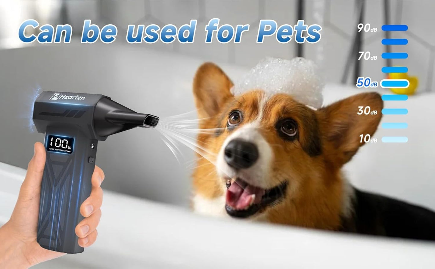 Mini Compressed Air Computer Duster 110000RPM, Cordless Electric Air Blower Rechargeable with LED Light, Case and Digital Display, for PC Keyboard Car Snow Removal & Outdoor, Air Bed, Black