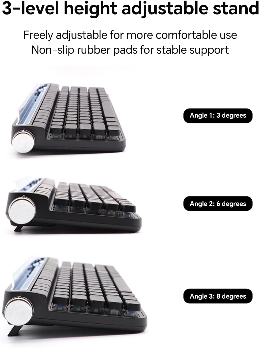 ACTTO B705 Retro Mechanical Keyboard, Bluetooth, Vintage Style with LED Backlight, 100 Keys, Gaming Keyboard for Windows/macos/iOS/Android, Blue Switch (Black)