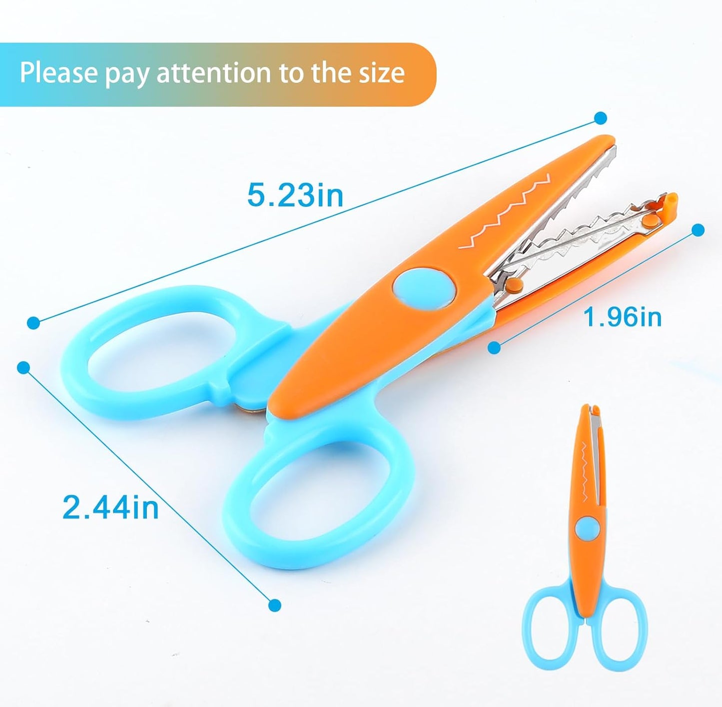 6 Pack Decorative Edge Scissors - 5" Safety Scissors with Zig Zag & Pattern Blades, Vibrant Colors for Crafting, School Supplies, Scrapbooking, Office & Kids Art Projects (Assorted Designs)