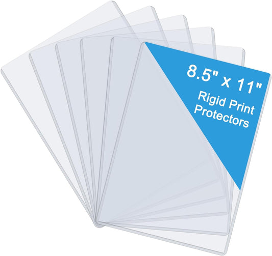 Rainmae 6 Pack 8.5" x 11" Rigid Print Protectors, Clear Waterproof Hard Plastic Page Sheet Protectors, Paper Sleeves Photo Plastic Sleeves Document Holder Birth Certificate Protector