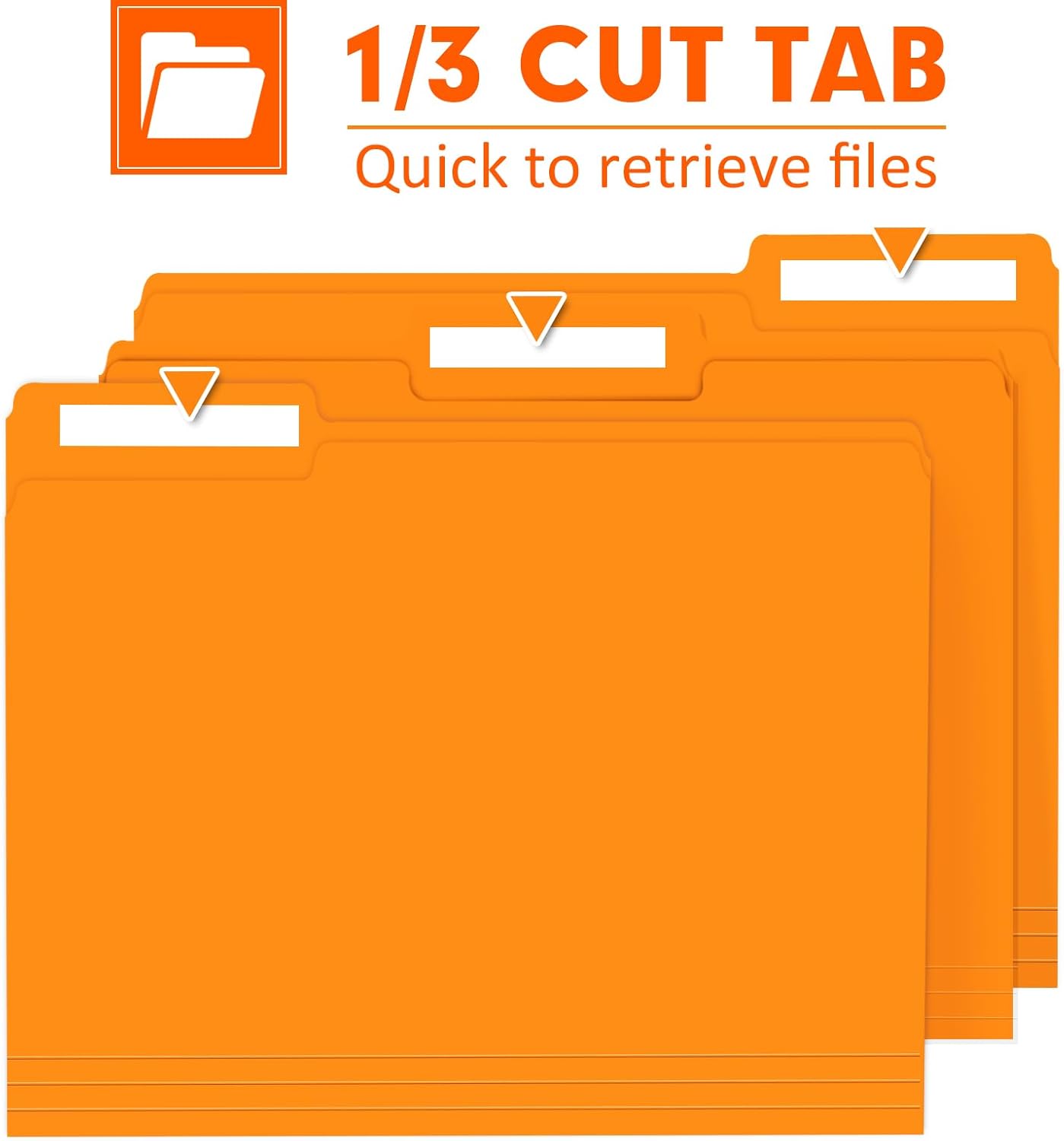 File Folder, PANDRI 120 Pack File Folder, 1/3 Cut Tab, Letter Size, Filing Folder for Office School Business, Orange