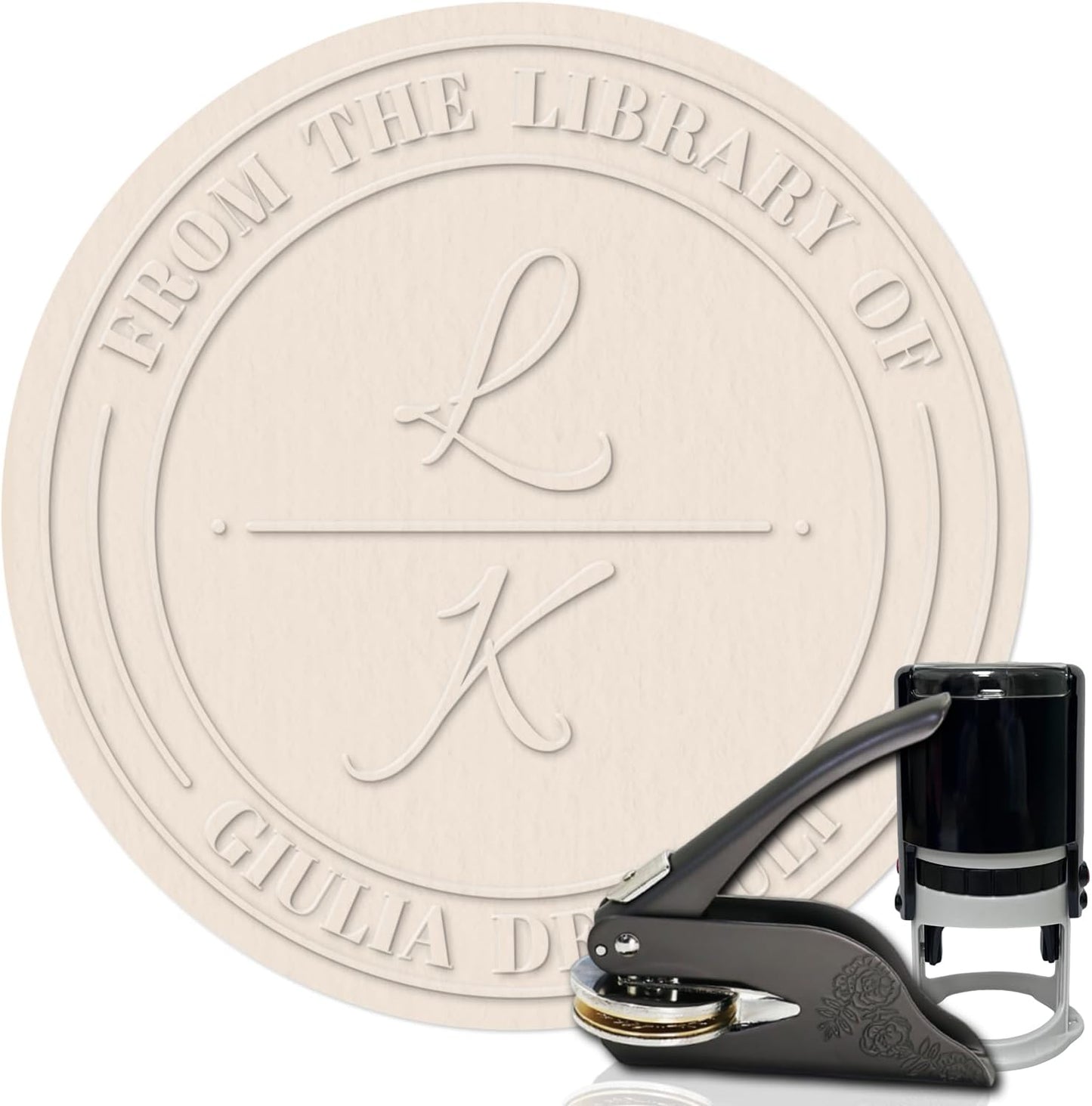 HDSD Custom Embosser - Personalized Book Embosser with Your Message or Design -Suitable for Wedding Invitations, Envelopes & Books (Initials and Text)