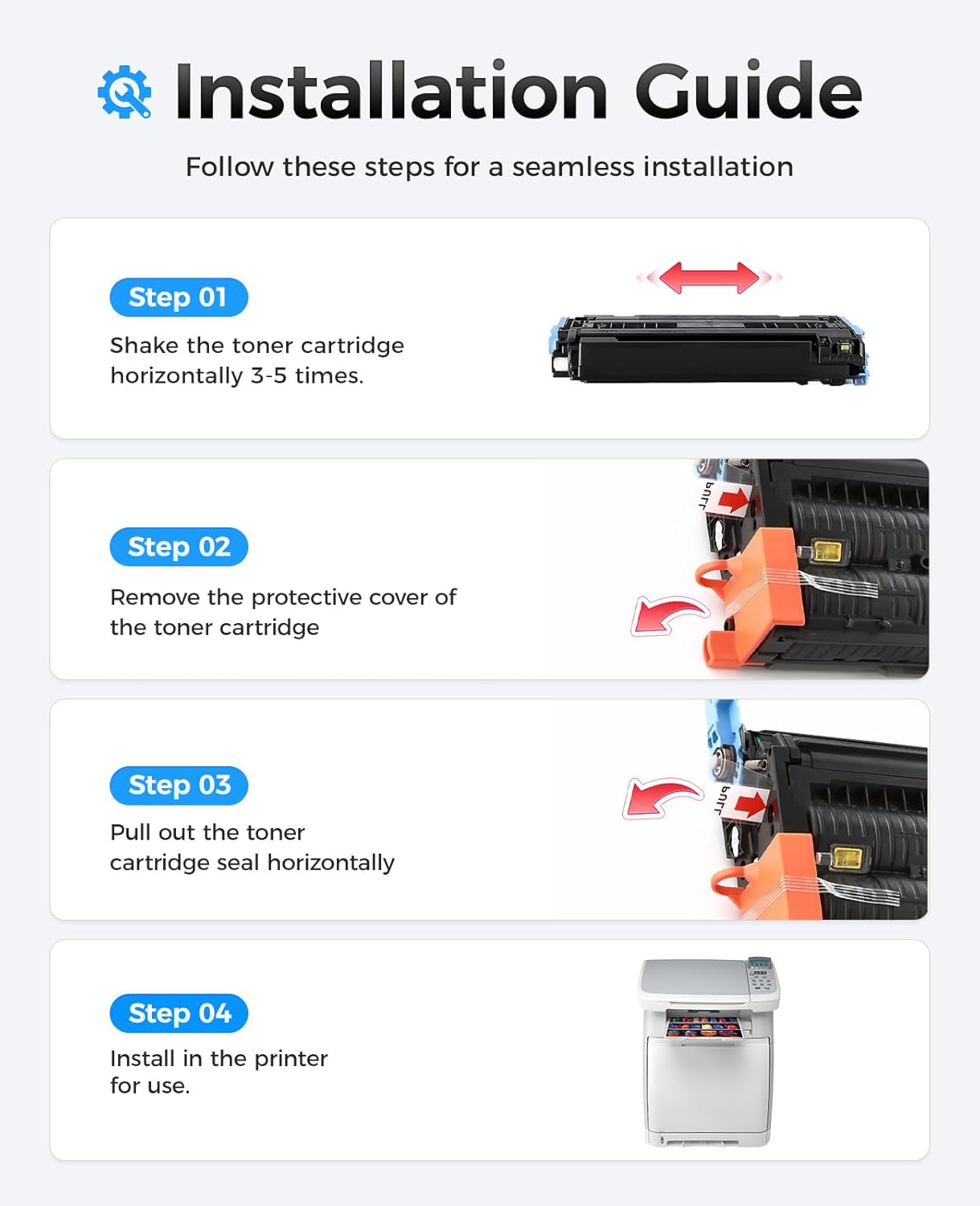 124A Toner Cartridge Set 4-Pack High Yield Replacement for HP 124A Q6000A Q6001A Q6002A Q6003A Compatible with HP Color LaserJet MFP CM1015 CM1017 1600 2600n 2605 2605dn 2605dtn Printer Ink Black Copy