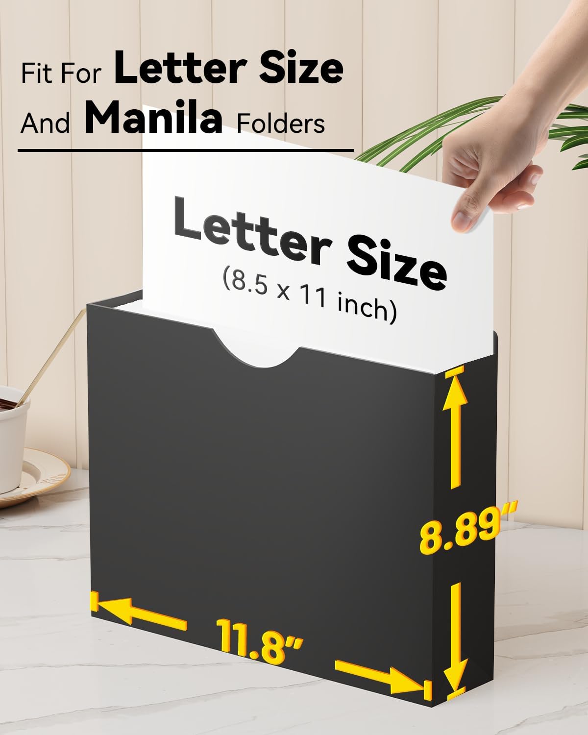 ANSOOK 2 Inch Plastic File Jackets, Manila File Folders Letter Size, Heavy Duty Expanding File Folders, Expansion Pocket, Reinforced Straight Cut Tab, 12 Pack, Black Folders for Office School Home