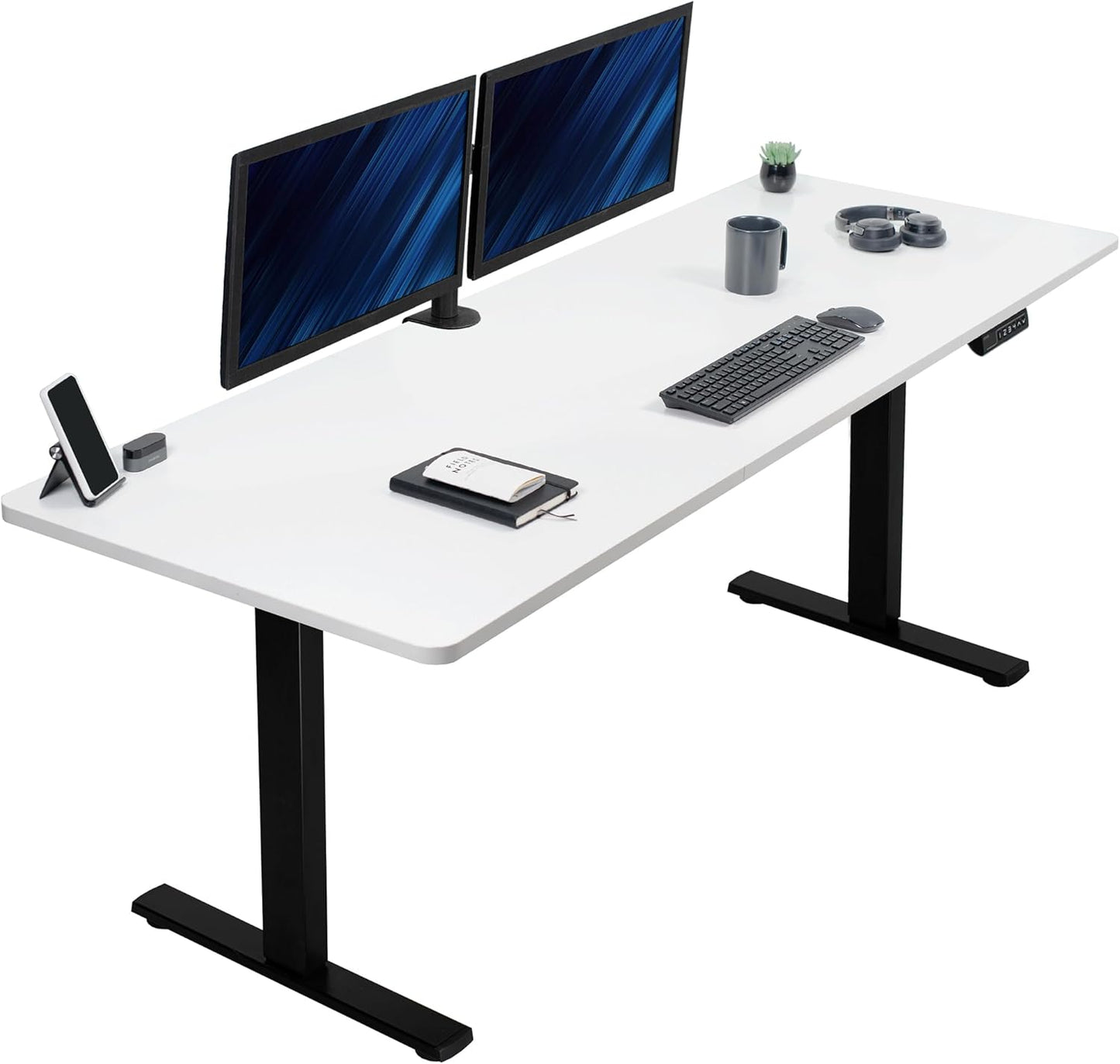 VIVO Large Electric 83 x 30 in Standing Desk, Memory Height Adjustment, 1B Series, White Top Black Frame, DESK-KIT-1B8W