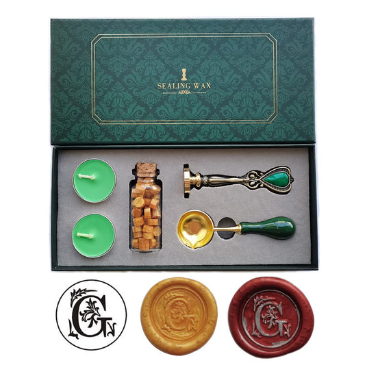 Fancy Letters G Wax Seal Stamp Set - European Style Personalized Wax Seal Stamp Kit Gift Box Set for Letter Cards Invitations