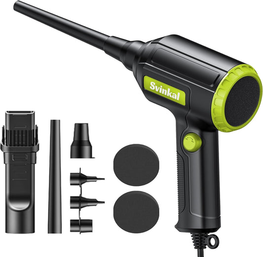 Electric Air Duster, 500W High Power with 40000RPM, Stepless Speed, 6oz Blowing Power, Ideal Canned Air Replacement for Cleaning Keyboards, Electronics, PC, and More (Blue)