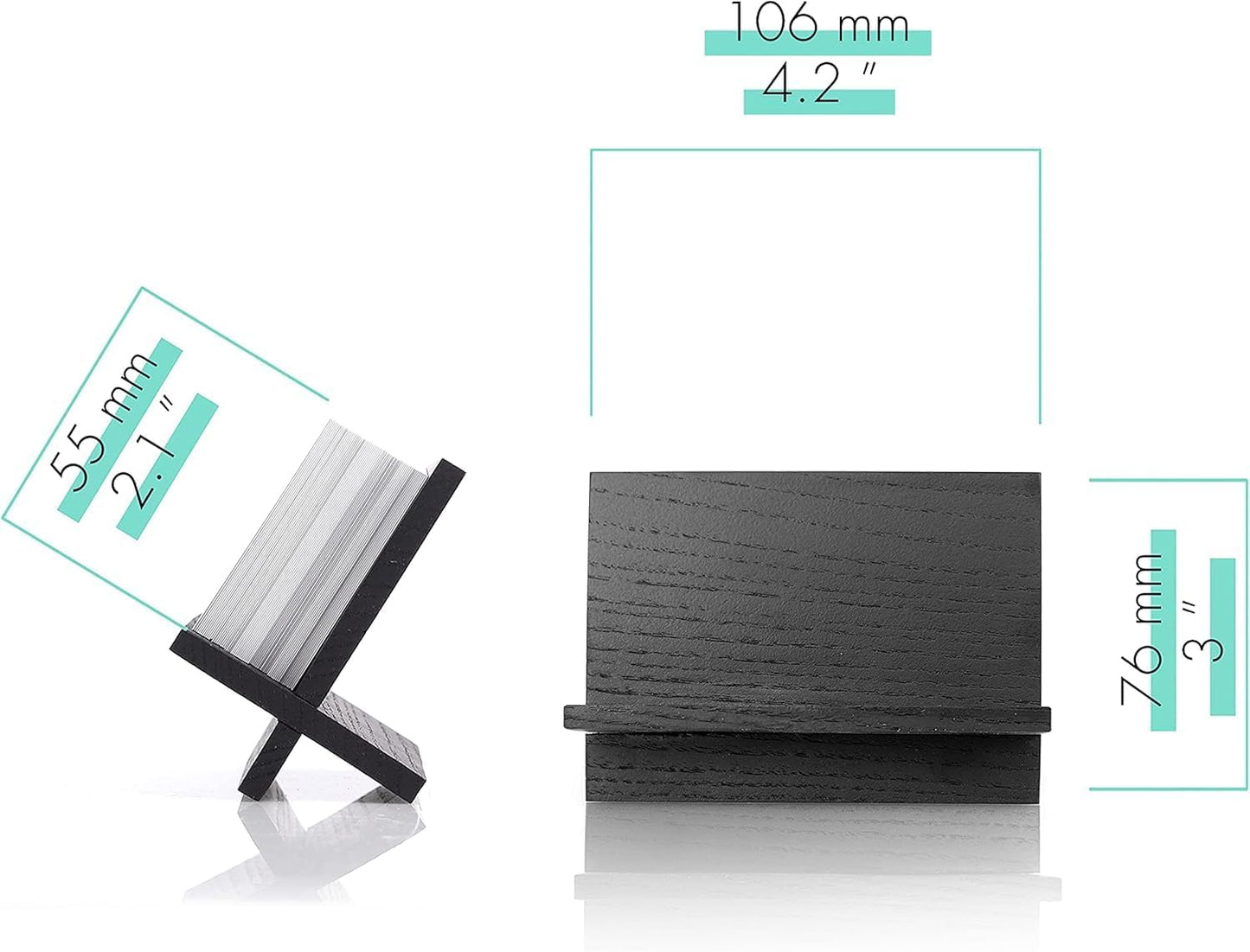 Set of 3 Business Card Holders for Desk - Black Wood Small Cards Holder, Professional Desktop Business Card Stand Display, Wooden Name Card Holder