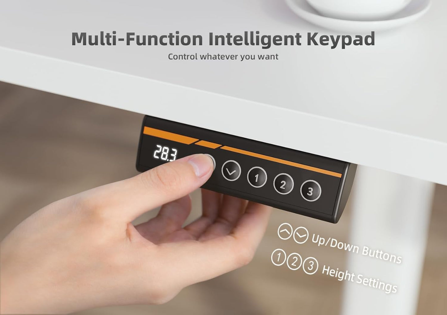 YDN Standing Desk, Height Adjustable Computer Desk with Keyboard Tray, 48 Inch White Ergonomic Desk for Home Office and Gaming