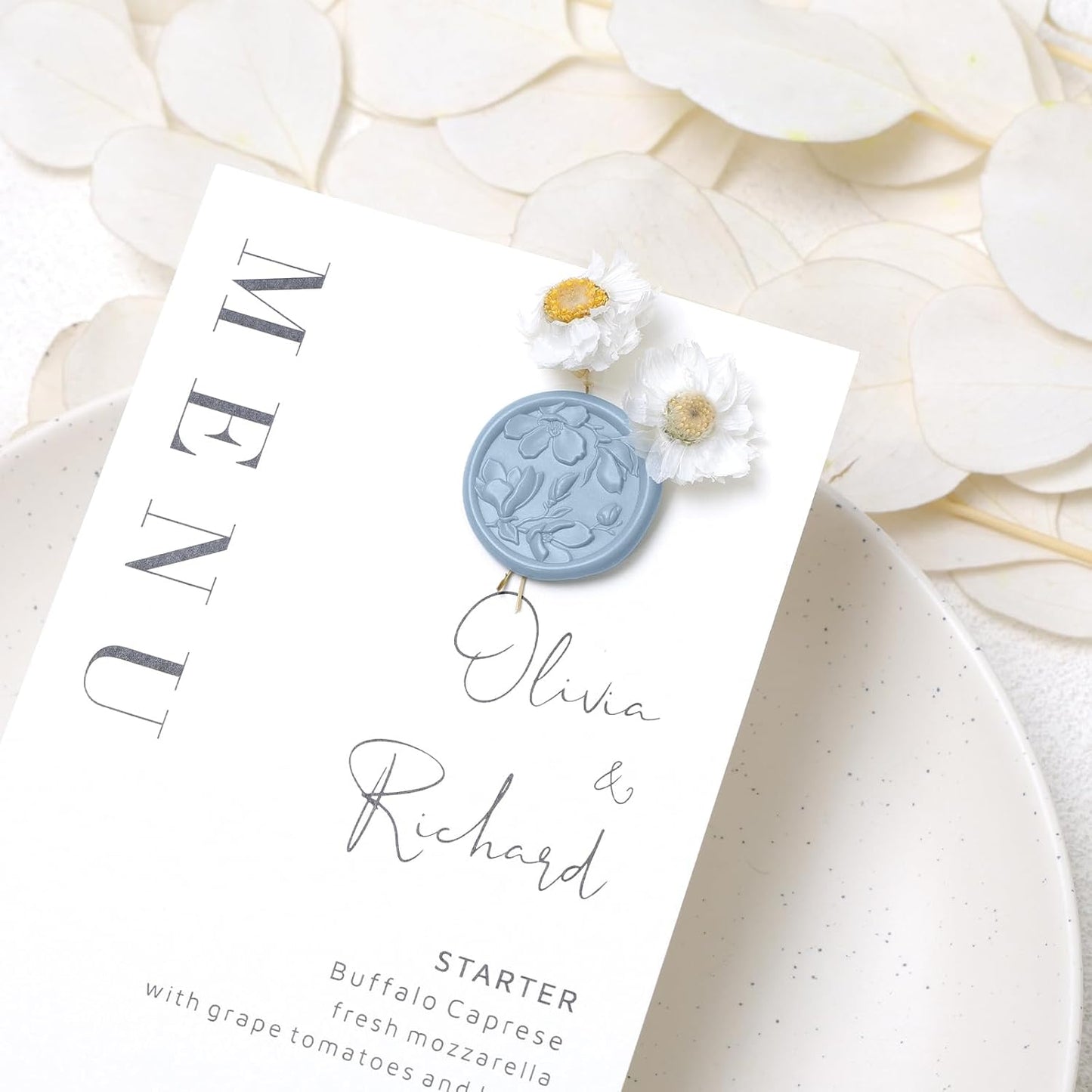 UNIQOOO Wax Seal Stickers - (3 Designs in 1 Pack) Wedding Invitation Envelope Seal Stickers, 60 Pcs Self-Adhesive Stickers, Perfect for Invitation, Christmas, Gift Wrapping (Dusty Blue)