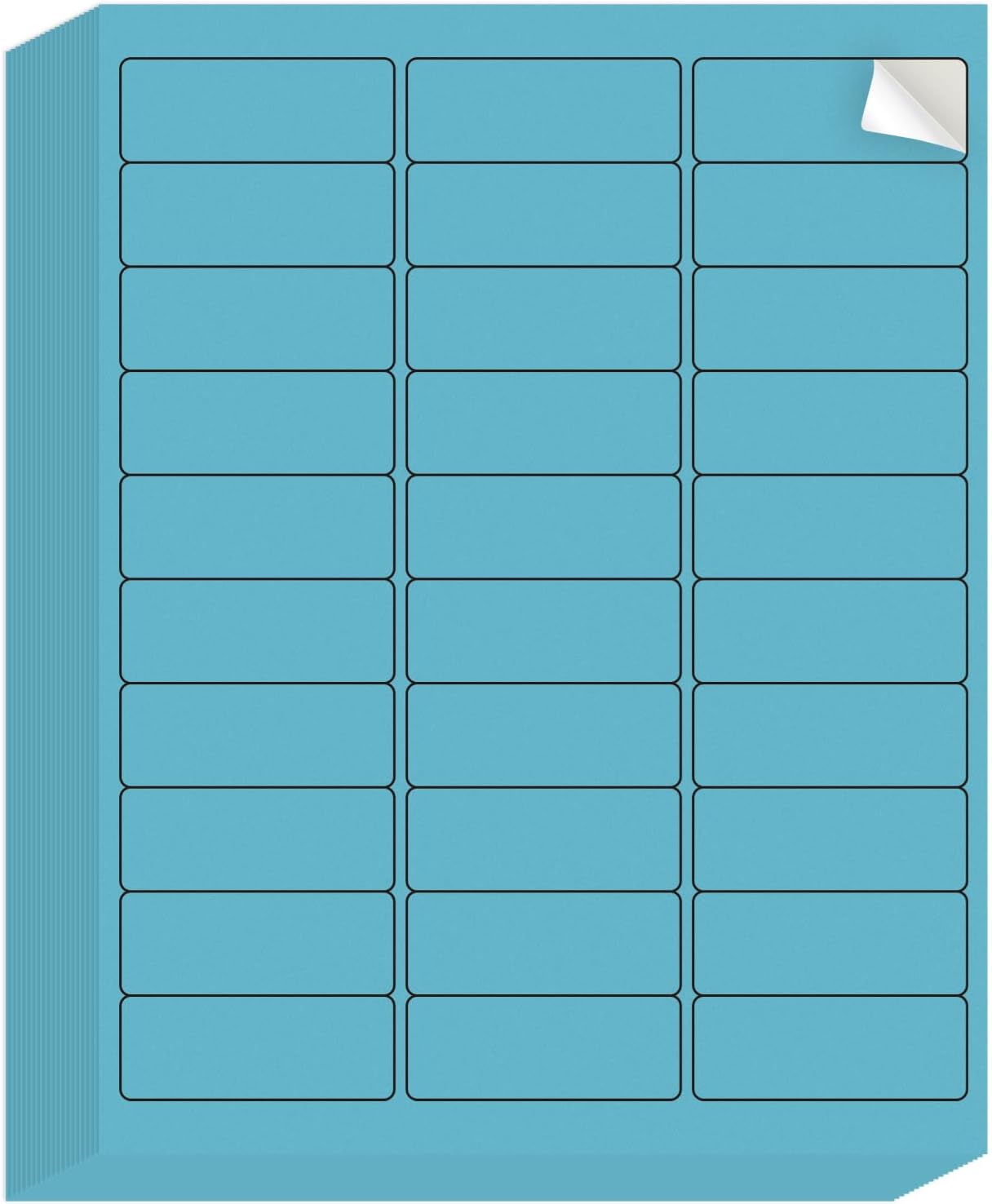-1" x 2-5/8" Address Labels- Neon Color Stickers for Laser/Inkjet Printer mailing Labels 8.5"×11"-Lake Blue