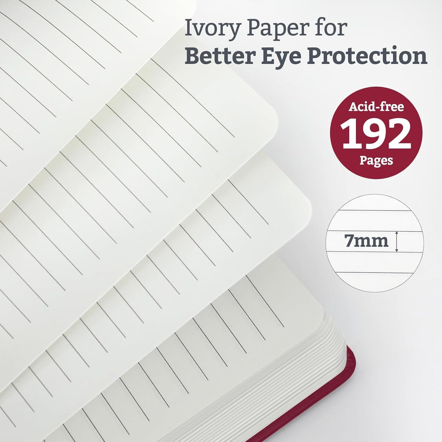 Hardcover Lined Bullet Dotted Journal Notebook, A5 140 192 Pages 100 120Gsm Paper College ruled for School,Work,Travel,and Daily Planning，5.7''*8.3'' (2, Burgundy, A5 Lined)