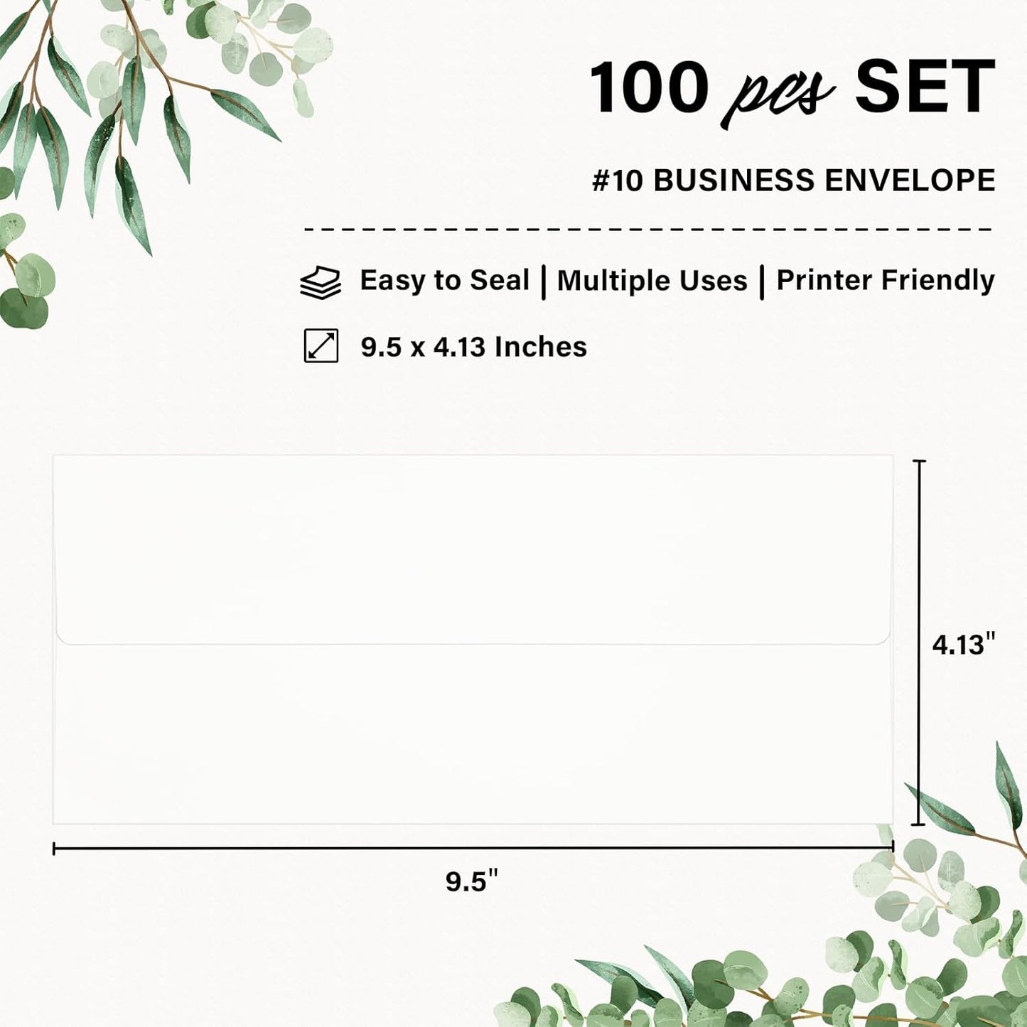 100 Pack #10 Business Envelopes, Self Seal Standard White Envelopes for Secure Business & Legal Mailing, Office, Checks, Letter, Invoices, 4 1/8 x 9 1/2 Inches