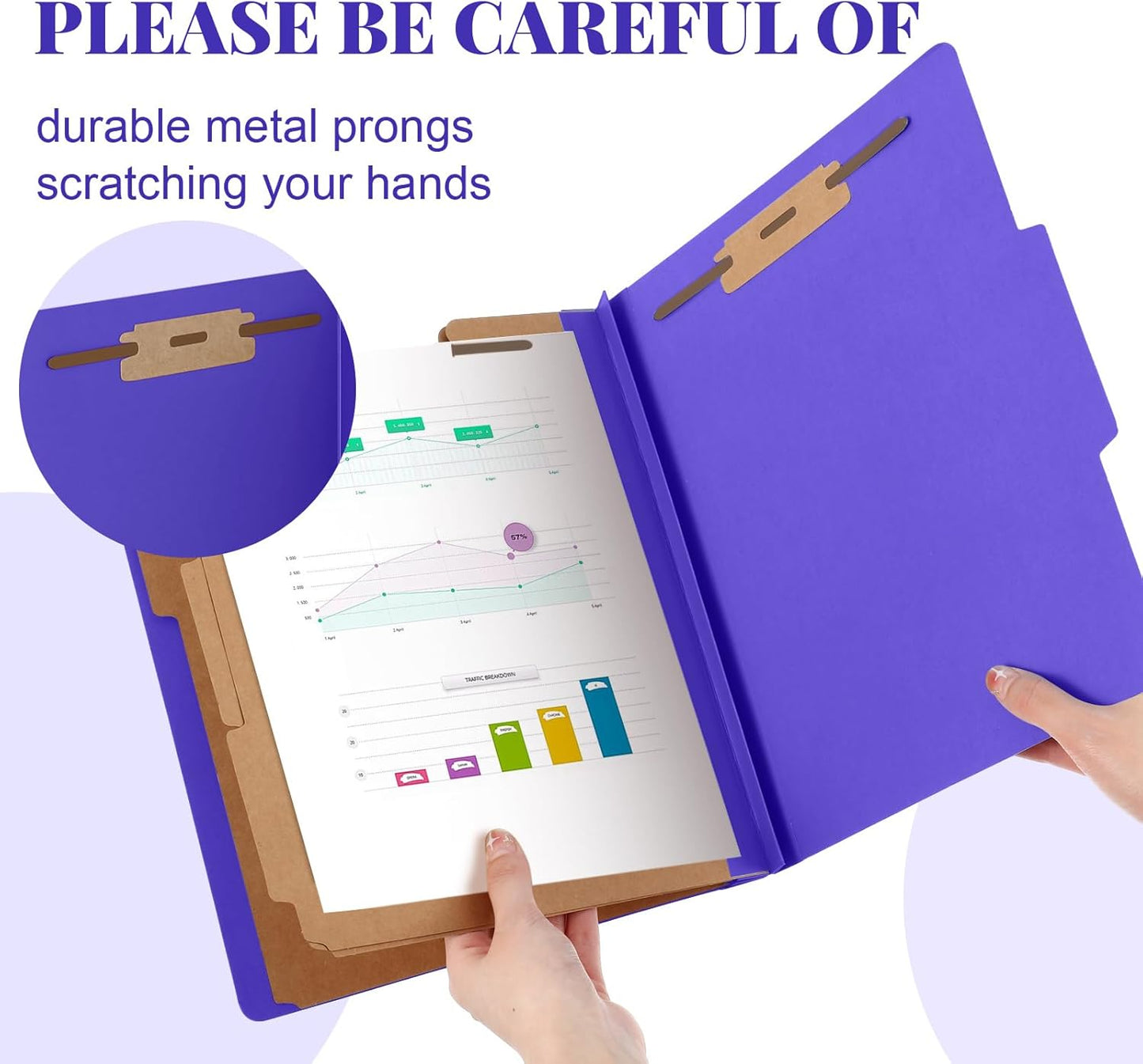 24 Pcs Classification Folders Letter Size, 3 Divider Pressboard File Folder with Fasteners, Expanding File Organizer Bulk for Teachers, Clergy, Office, Church, Christmas Donations (Purple)