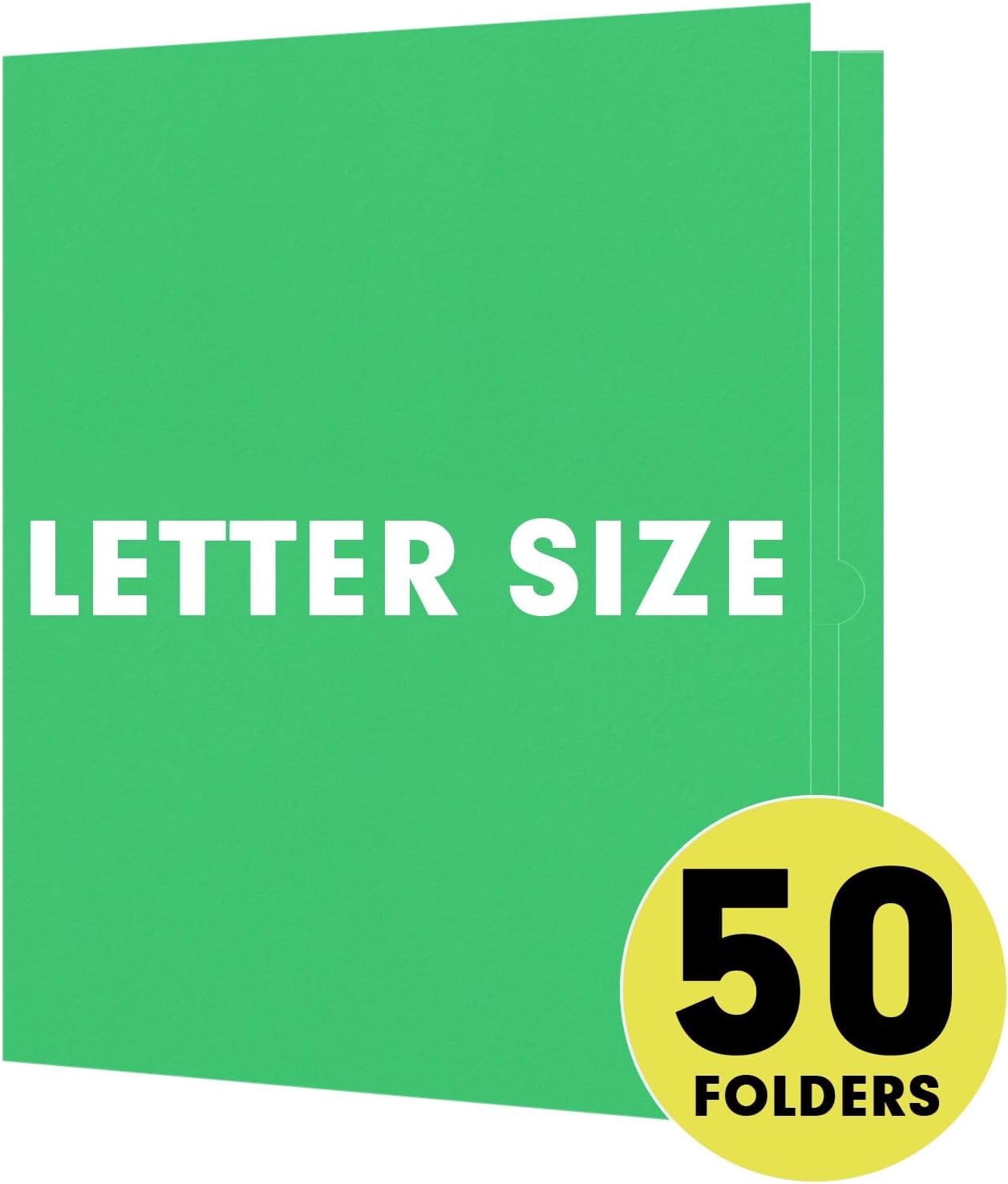 Two Pocket Folders, RAZCC 50 Pack 2 Pocket Folders Fit Letter Size Paper, Paper Folders with Pockets for School Office Business Home, Green