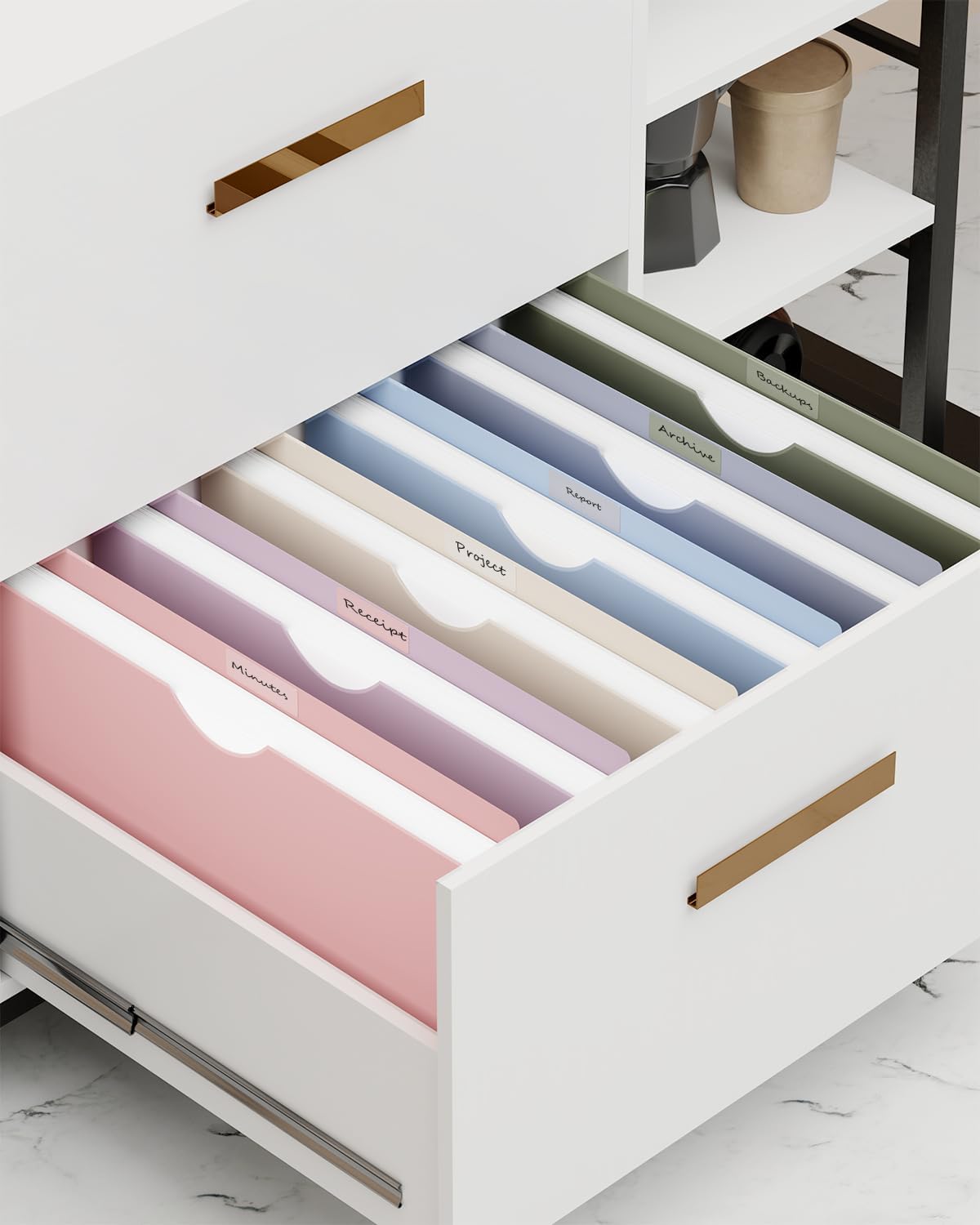 ANSOOK Plastic File Jackets,1" Legal Size Manilla Folders,12 Pack Expanding File Folder,Expansion Pocket,File Cabinet Folders,Reinforced Straight Cut Tab,Morandi Color Manila Folder for Office Home