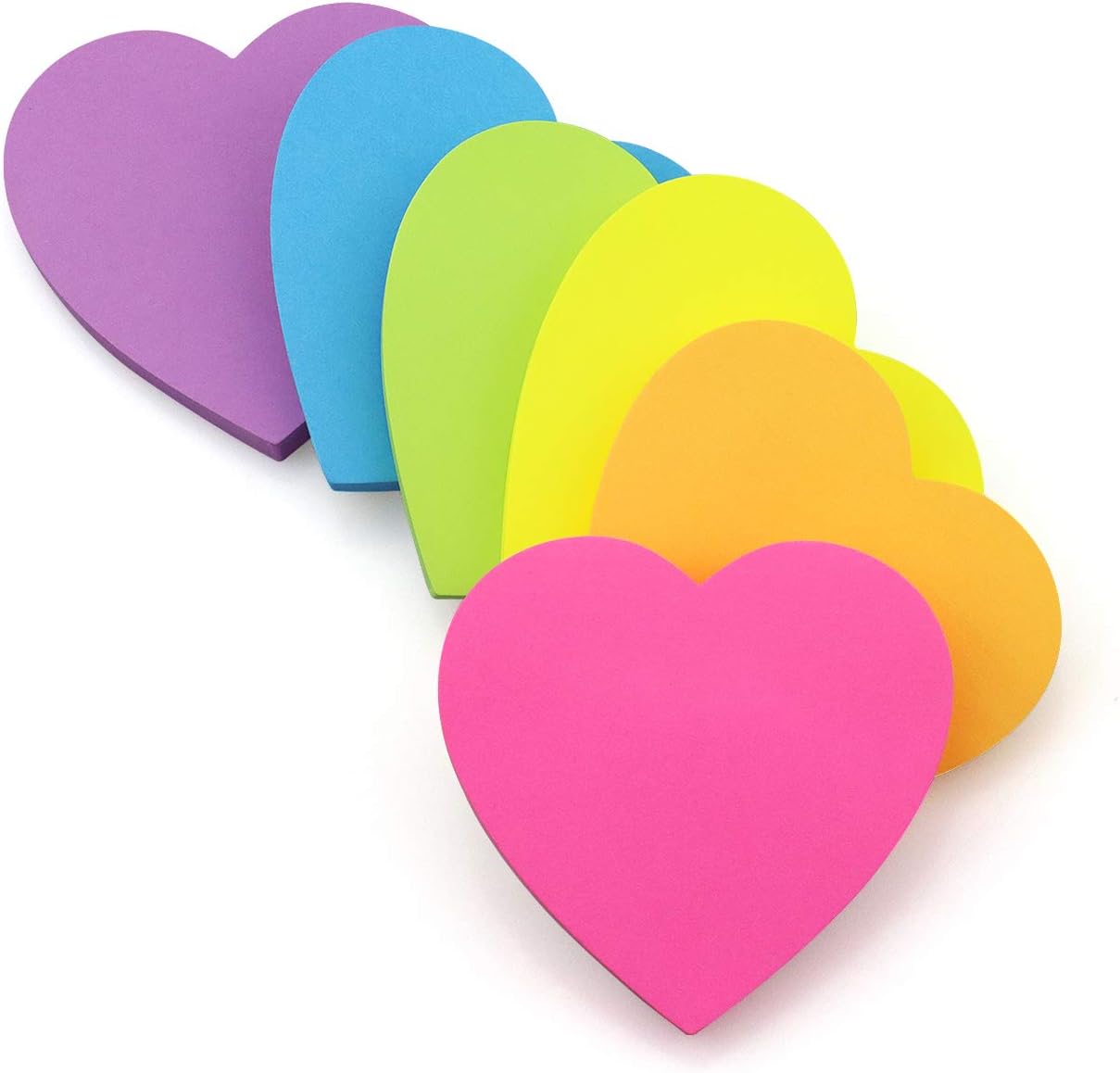 Heart Shape Sticky Notes 6 Color Bright Colorful Sticky Pad 75 Sheets/Pad Self-Sticky Note Pads