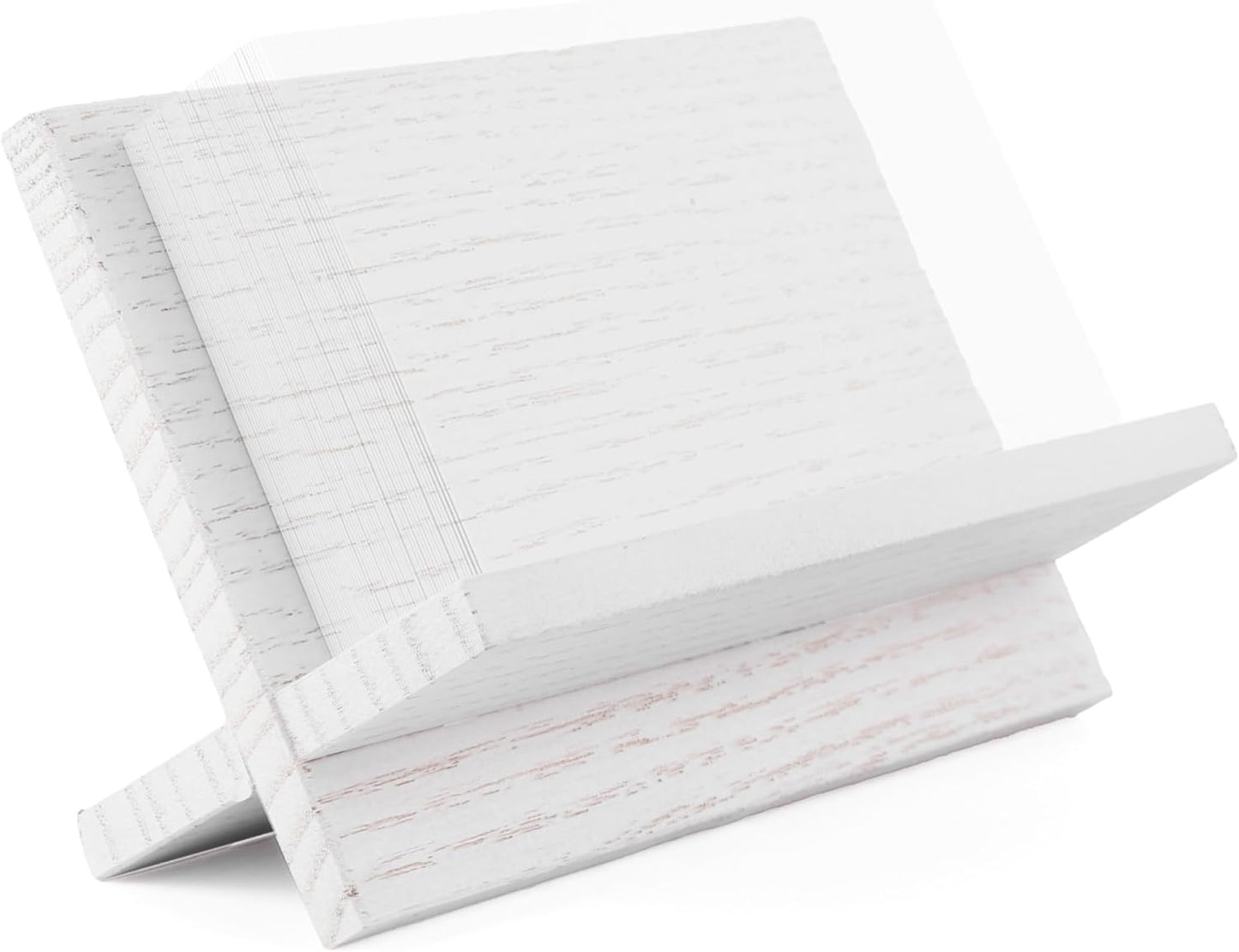 White Wood Business Card Holder Desk - Desktop Card Stand, Holders for Business Cards, Wooden Business Card Holder for Office Desk or Cafe, Bar & Restaurant Counter