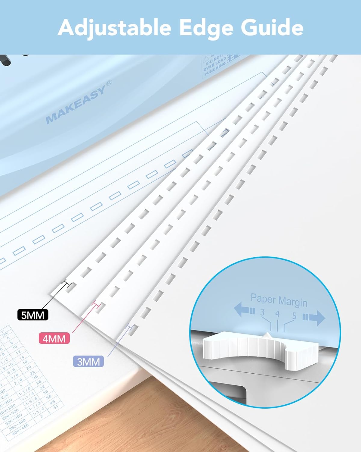 MAKEASY Binding Machine, 21-Hole, 450 Sheets, Comb Binding Machines with 1 Box Comb Bindings Spines, Comb Binder for Letter Size, A4, A5 Paper