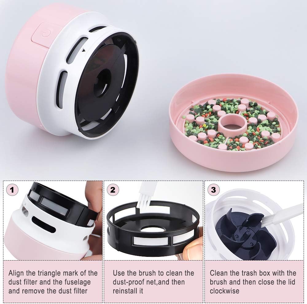 BLOCE Diamond Tools, Diamond Accessories for Diamonds, Desk Accessories Hand-Held Vacuum Cleaner, Desk Vacuum Cleaner Mini (Pink)