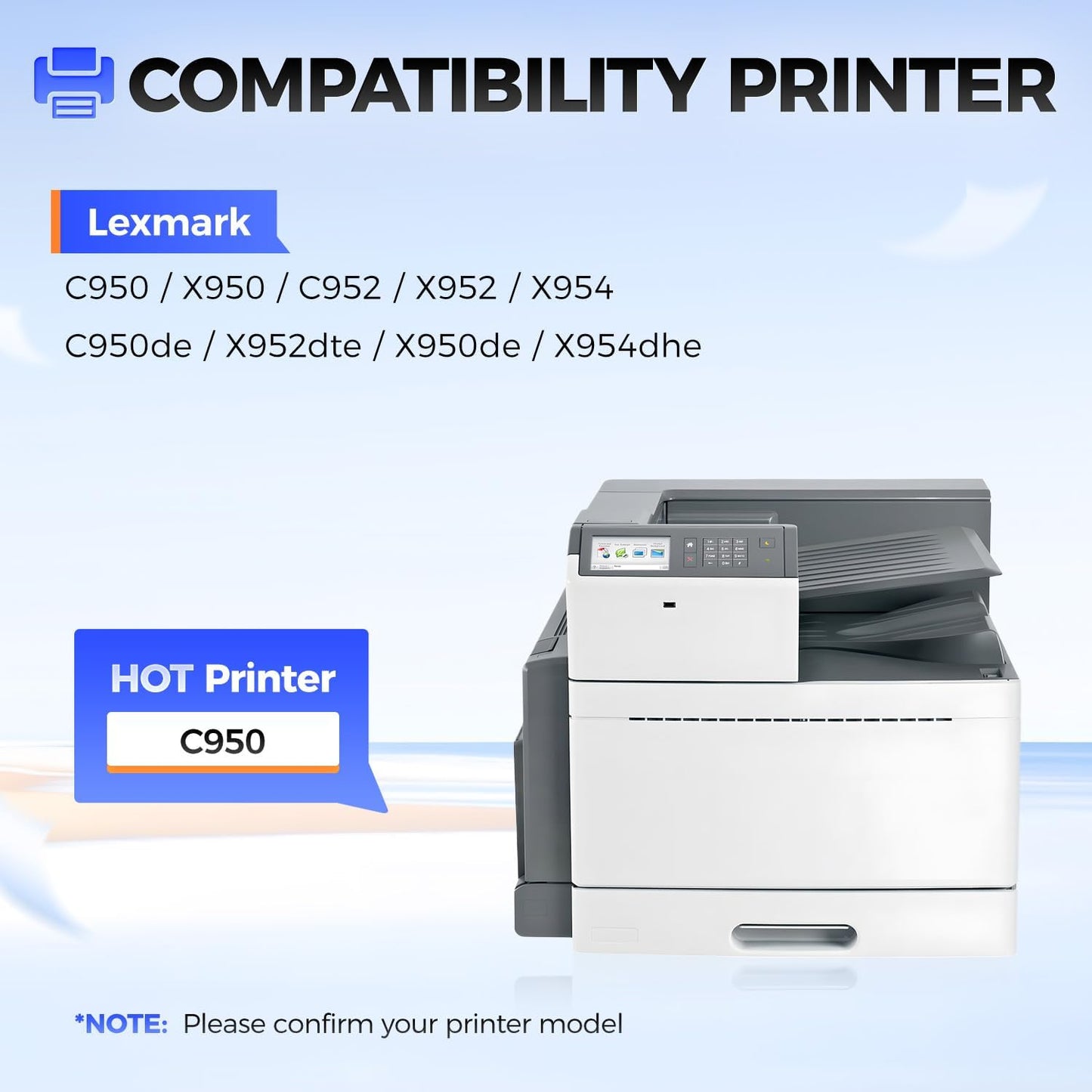 C950X2KG C950X2CG C950X2MG C950X2YG Toner Cartridge Set 4-Pack Replacement Compatible with Lexmark C950 X950 C952 X952 X954 C950de X952dte X950de X954dhe Laser Printer Ink Black Cyan Magenta Yellow