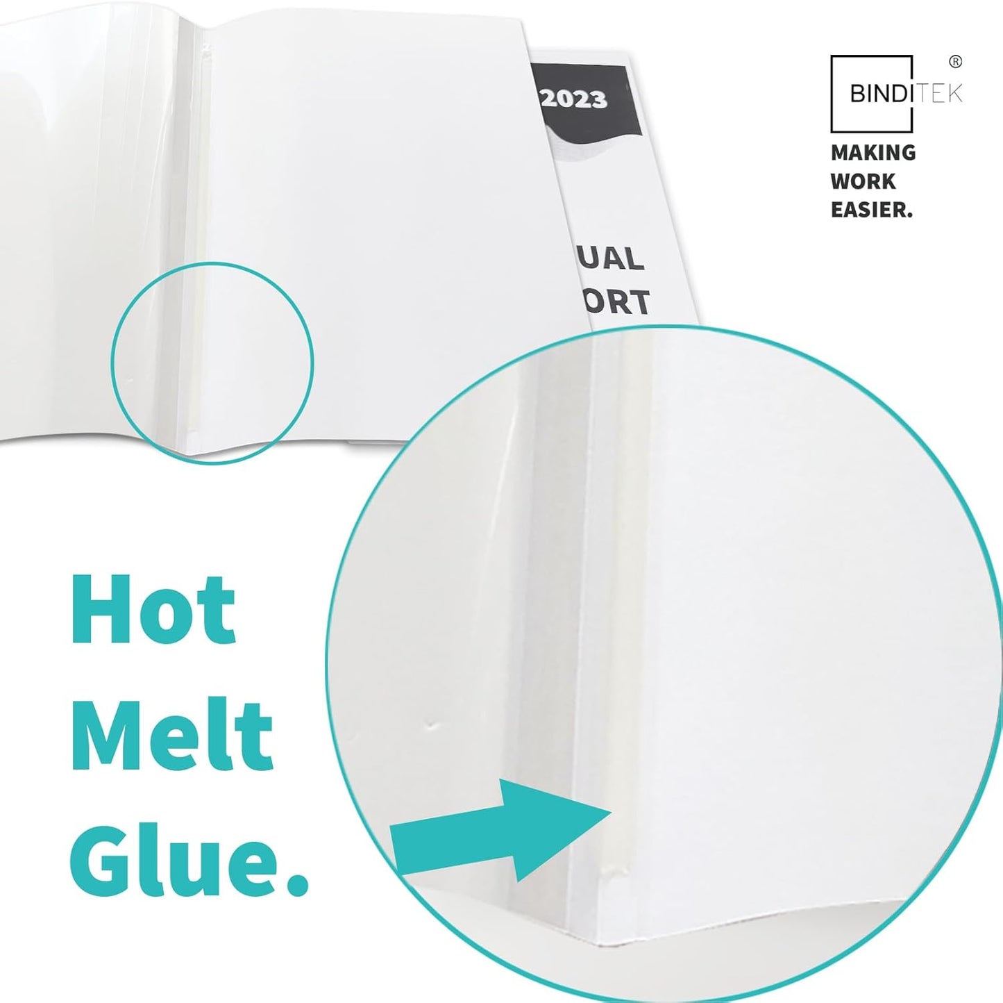 Binditek 10 Pack Thermal Binding Presentation Covers, 1/8 Inch Spine, Holds 30 Sheets, Ultra Clear Front Cover, White Paper Back Cover, Letter Size, for Students and Coworkers